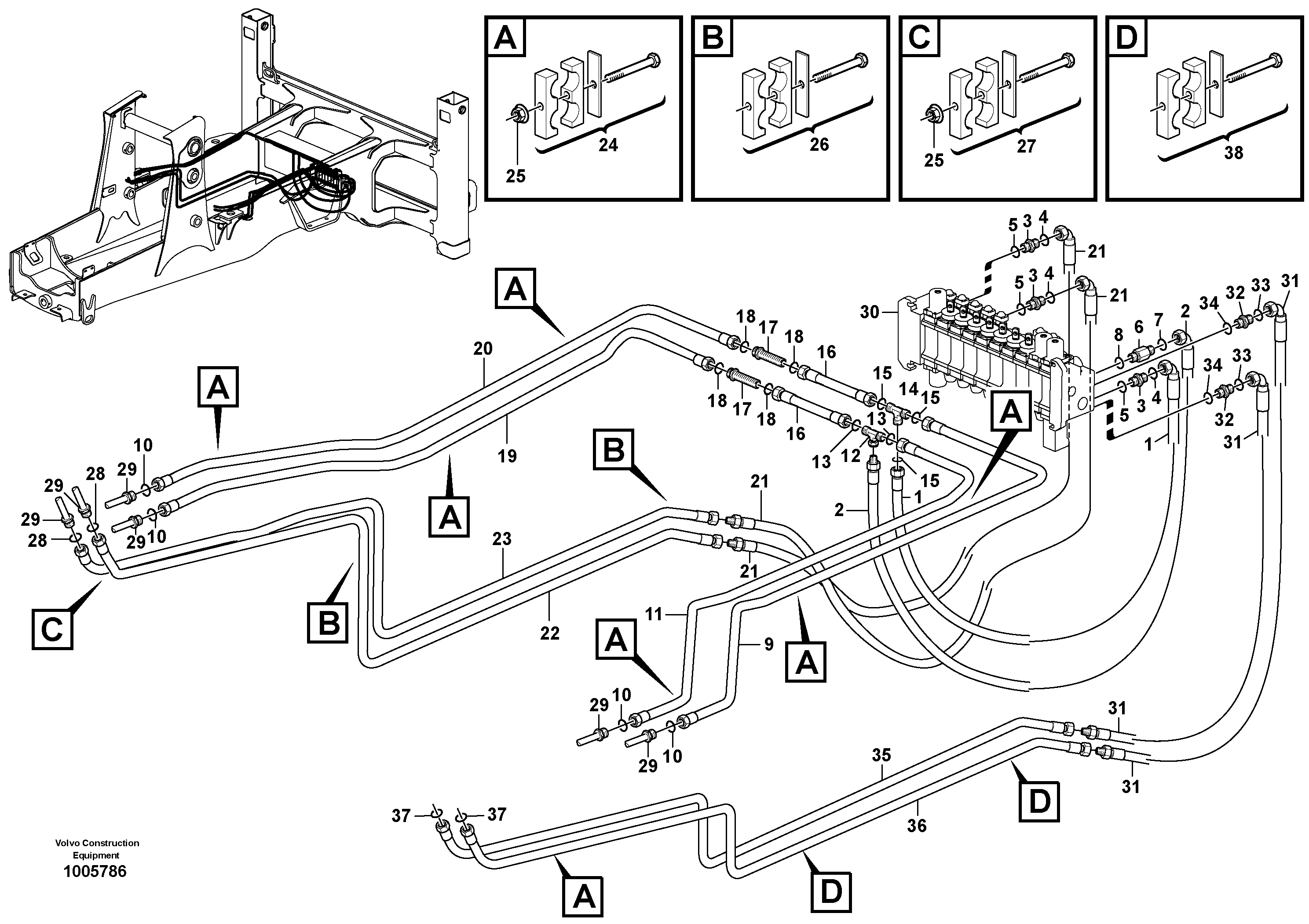 Hydraulics loader (lift & tilt) — volvo parts diagram