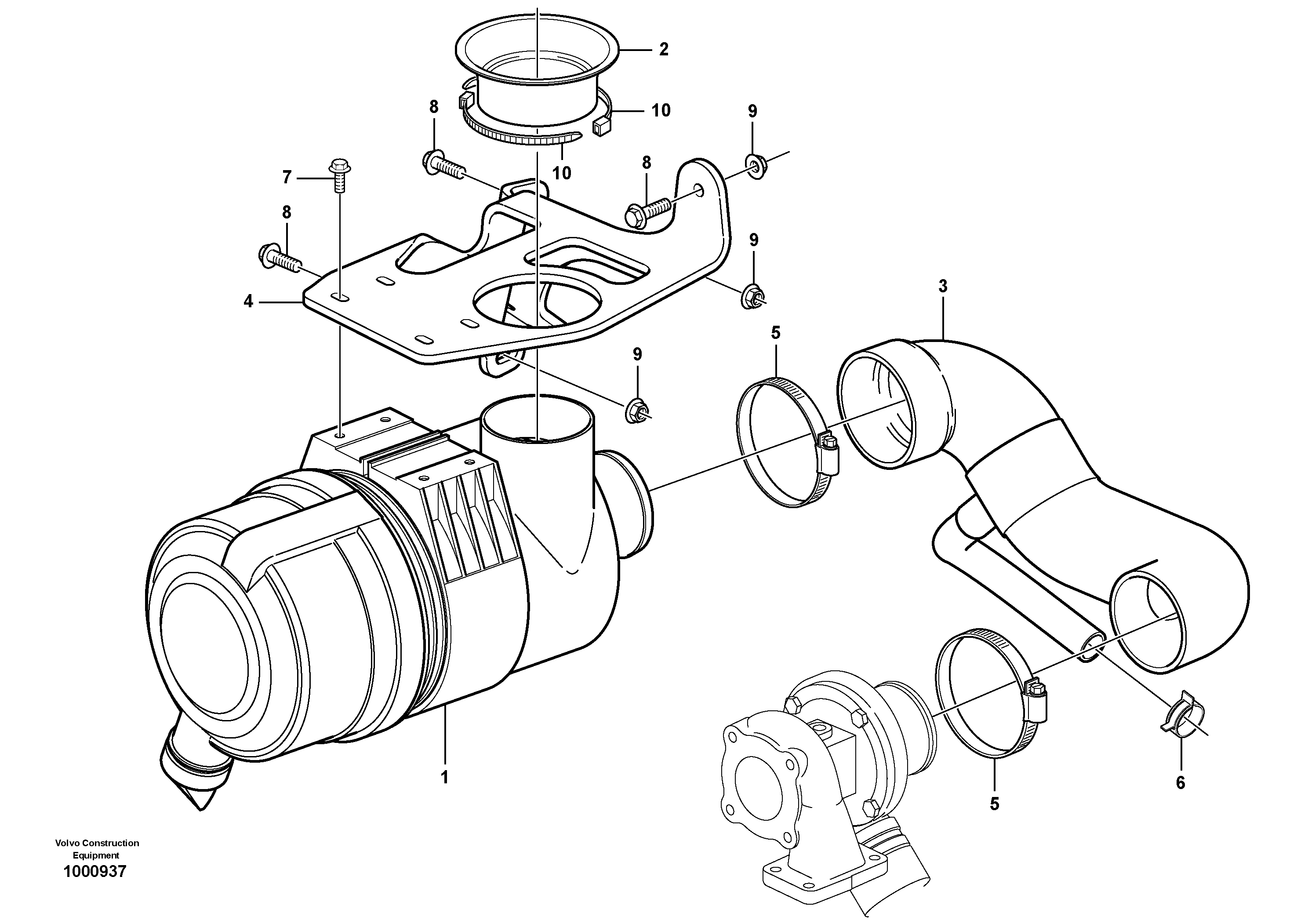 Air filter with fitting parts — volvo parts diagram