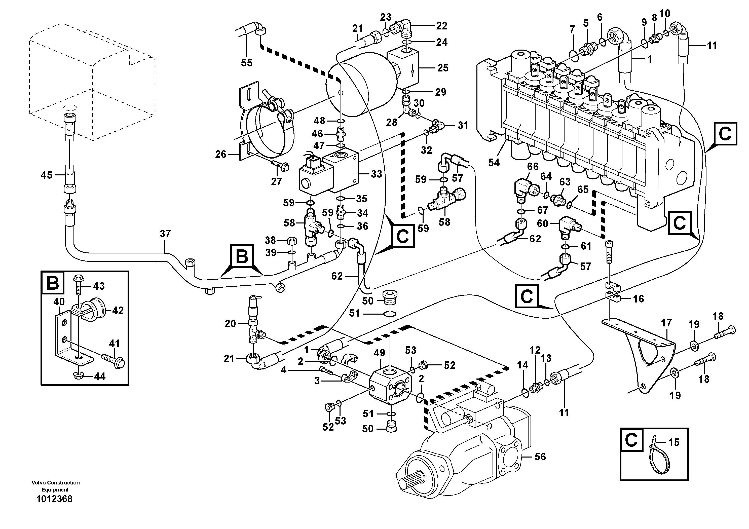Hydraulic system, feed line — volvo parts diagram