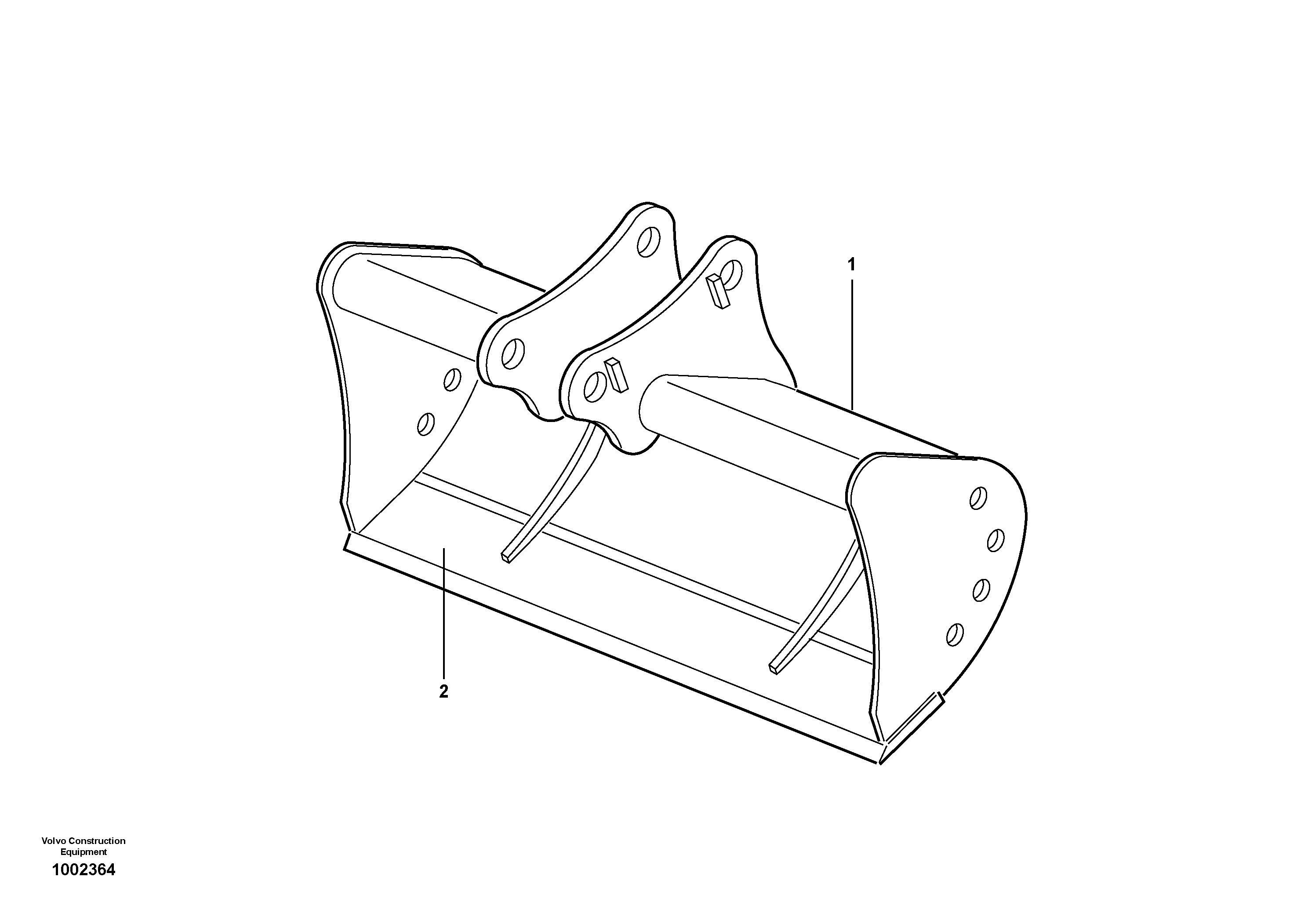 Bucket, straight lip without teeth  (BACKHOE) — volvo parts diagram