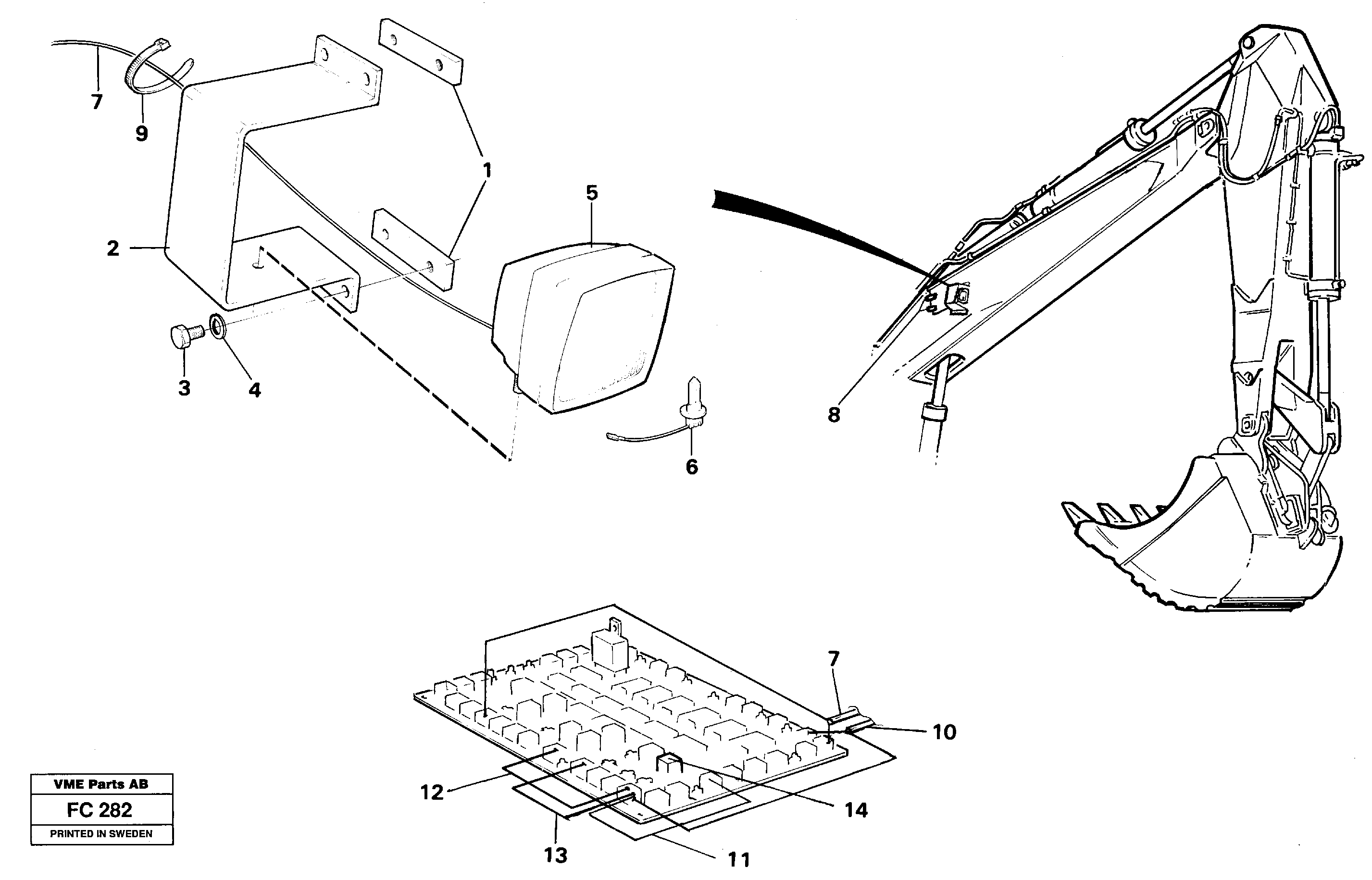 Working lamp on boom, left and right — volvo parts diagram