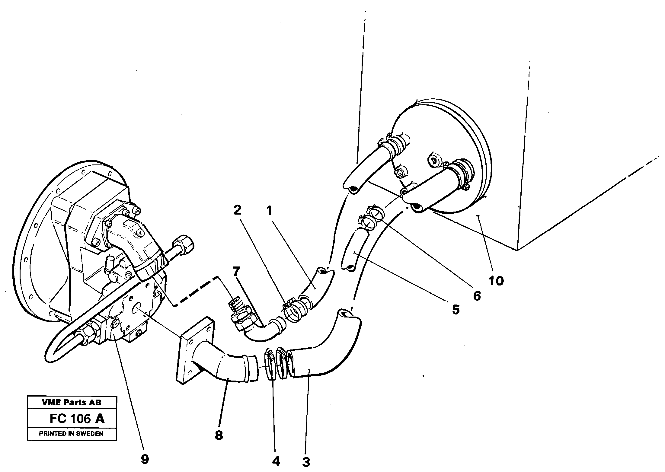 Hydraulic system, suction lines — volvo parts diagram