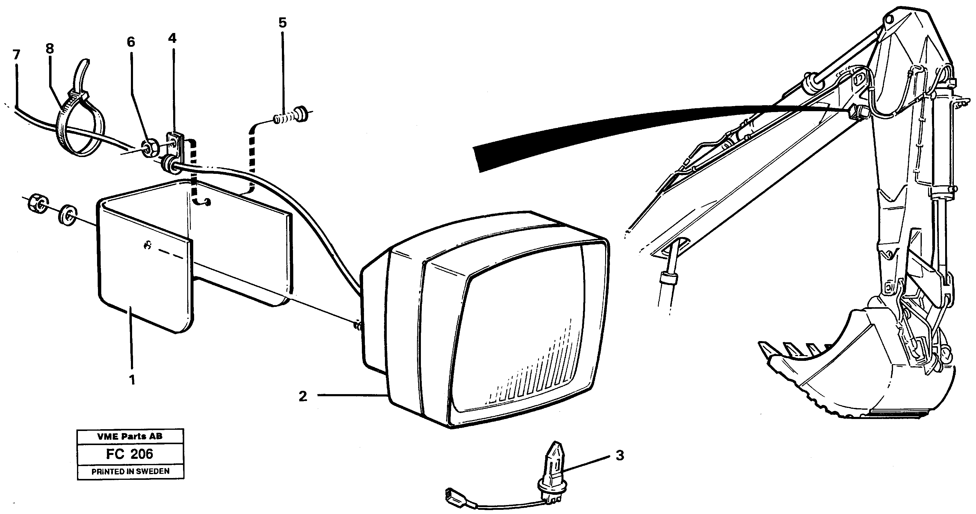 Working lamp on boom  14257807 — volvo parts diagram