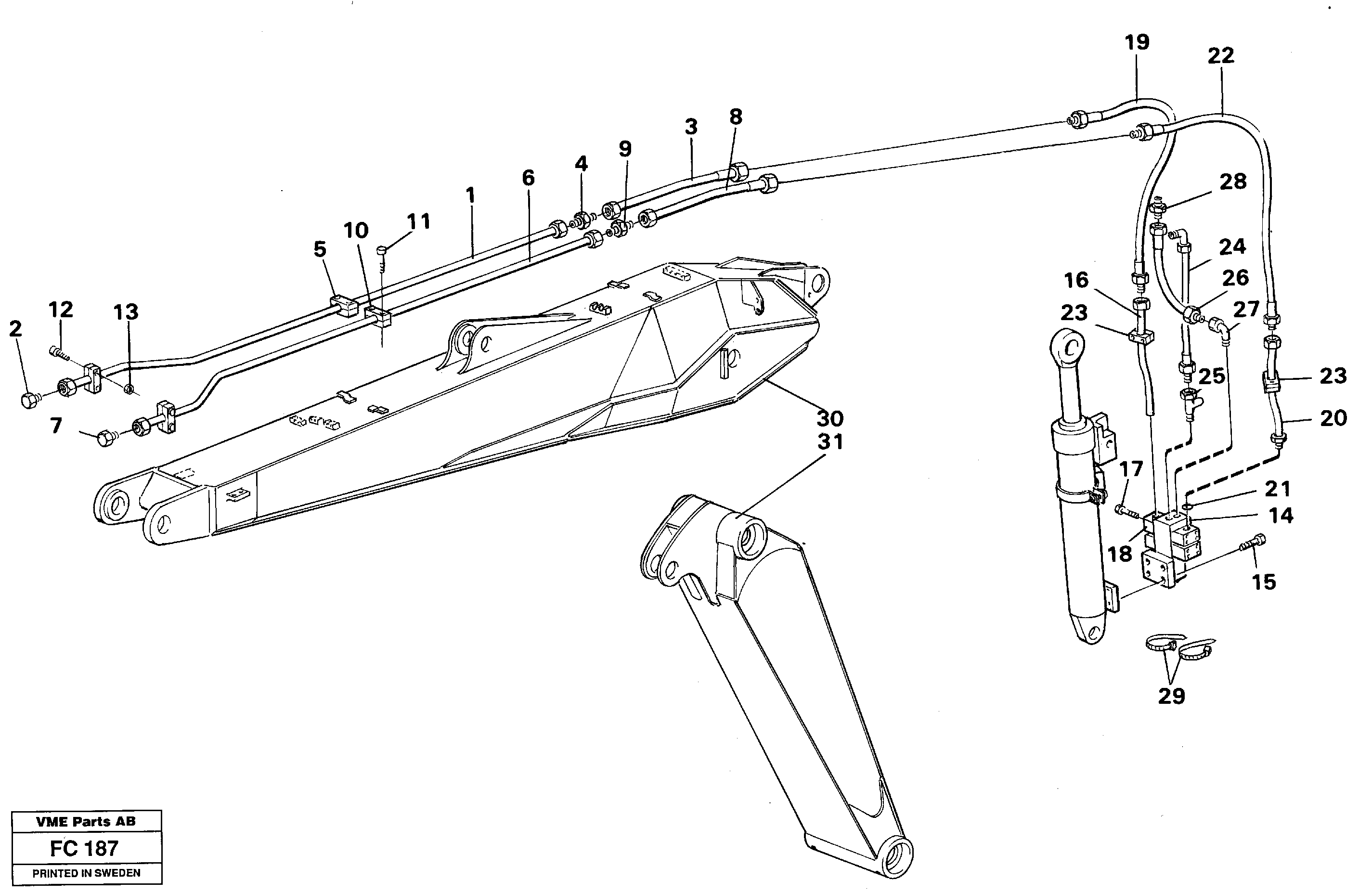 Hydraulic hammer, adjustable boom  14258773 — volvo parts diagram