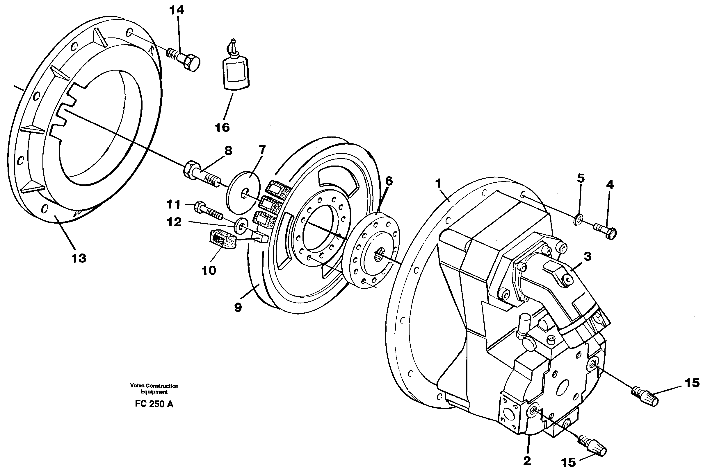 Pump gear box with assemblying parts — volvo parts diagram