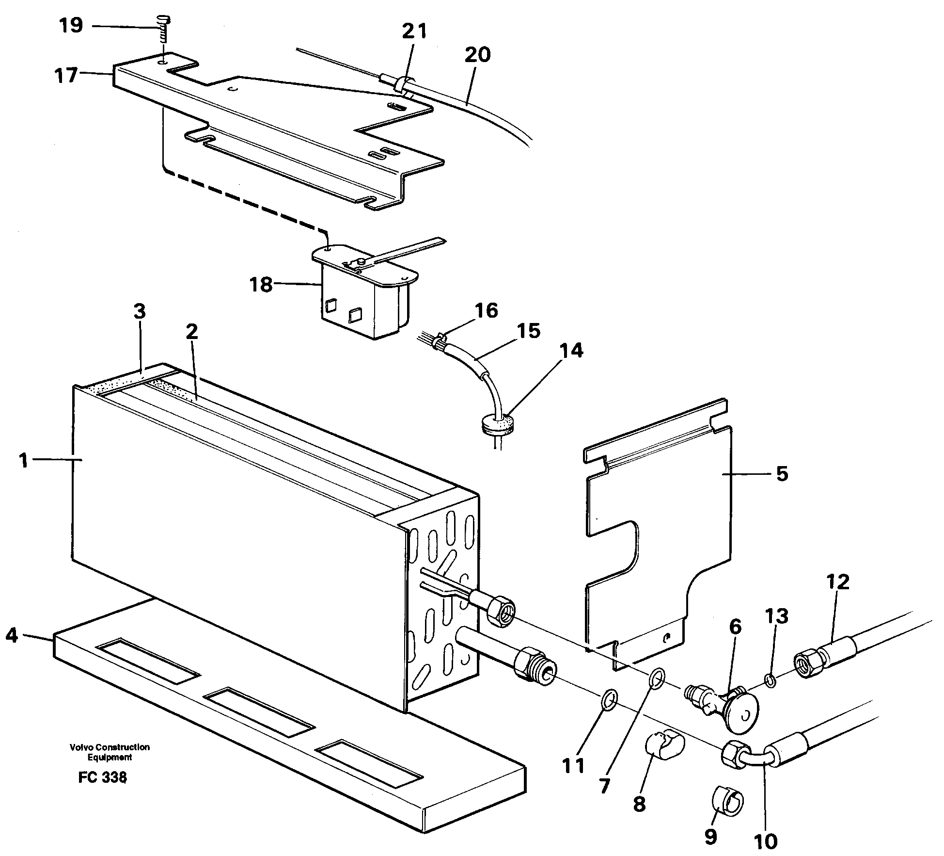 Evaporator with fitting parts cooling agent R12  14259329 SER NO -16 — volvo parts diagram