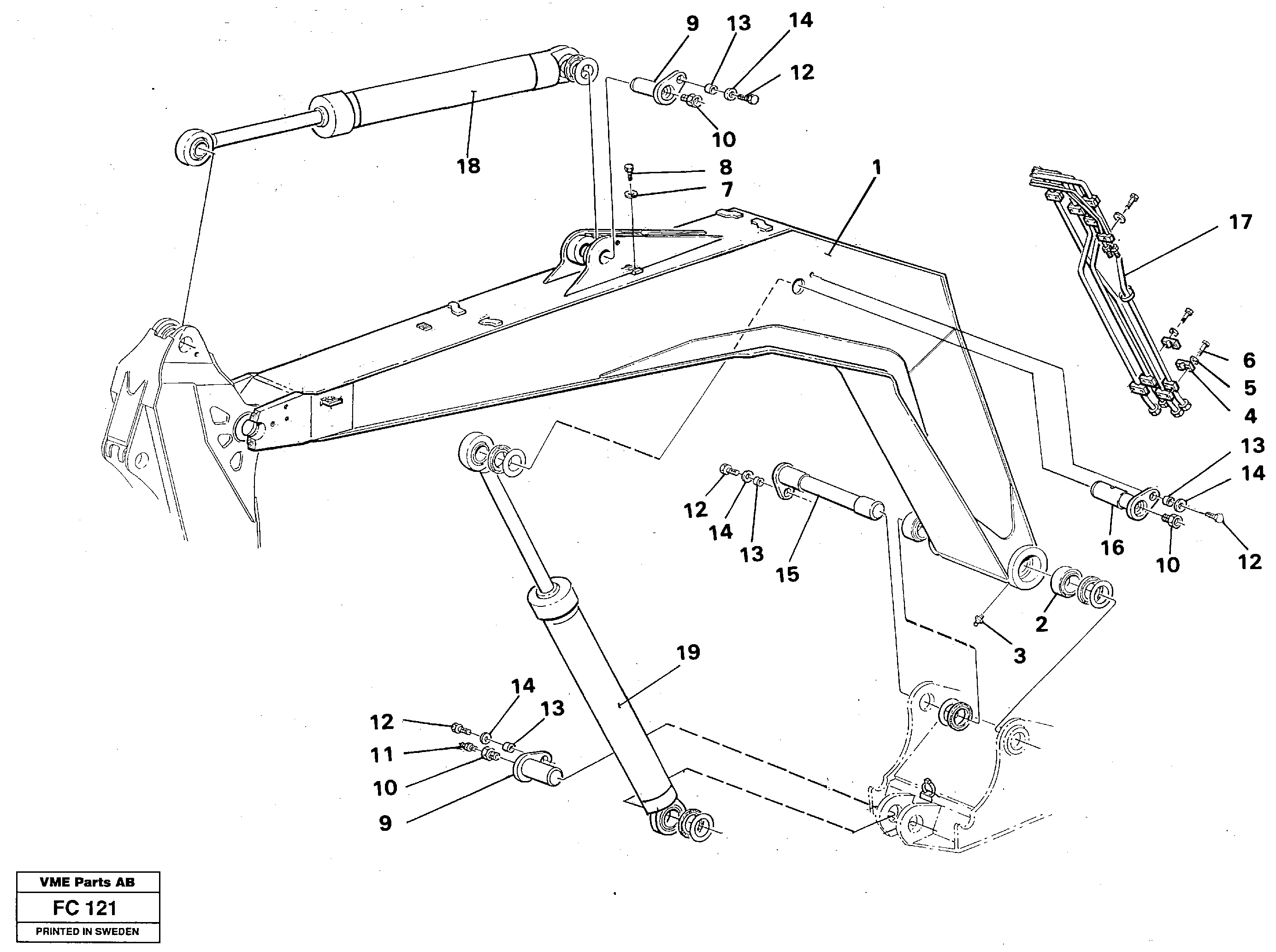Backhoe boom 4.90m — volvo parts diagram