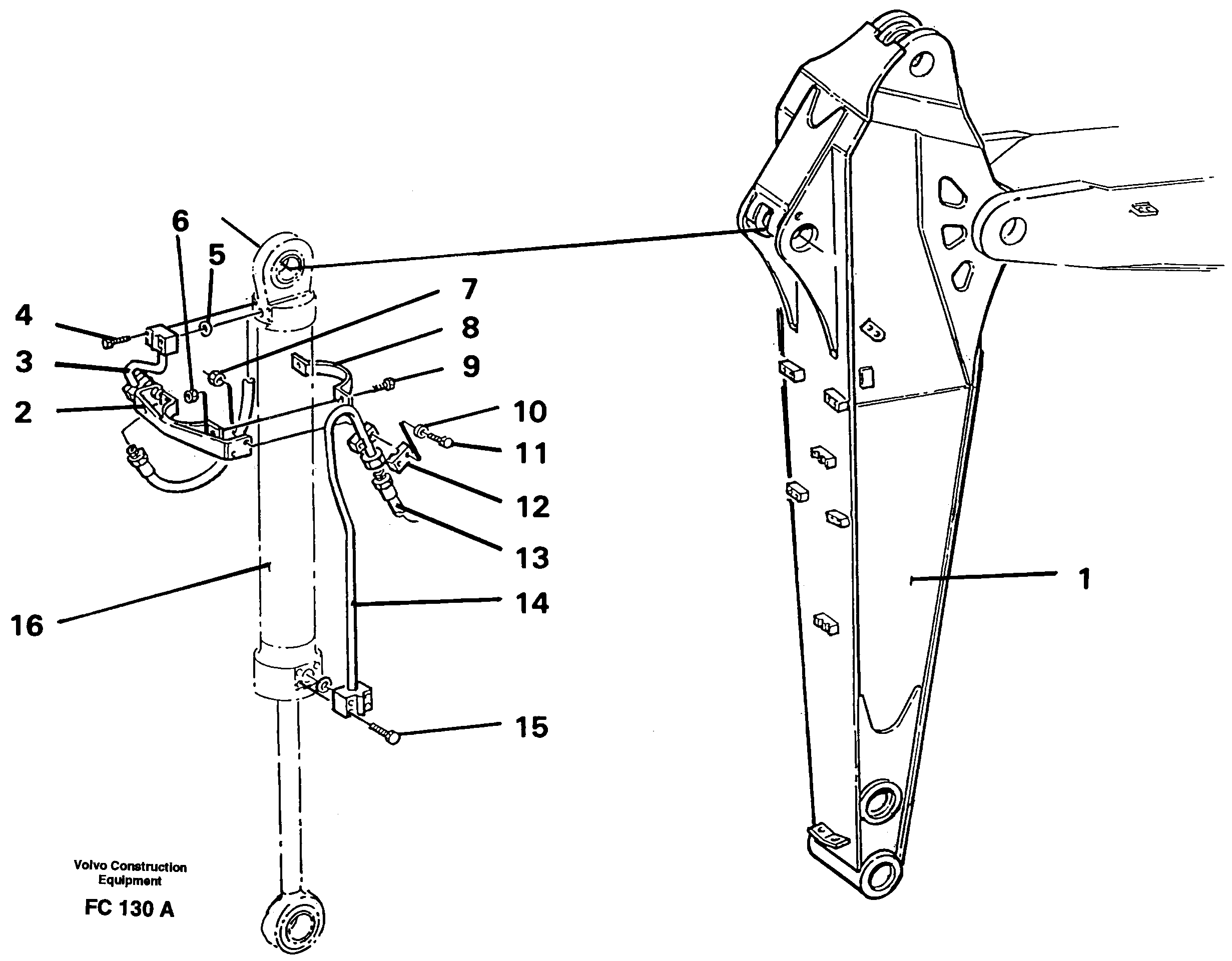 Cylinder hydraulics, dipper arm — volvo parts diagram
