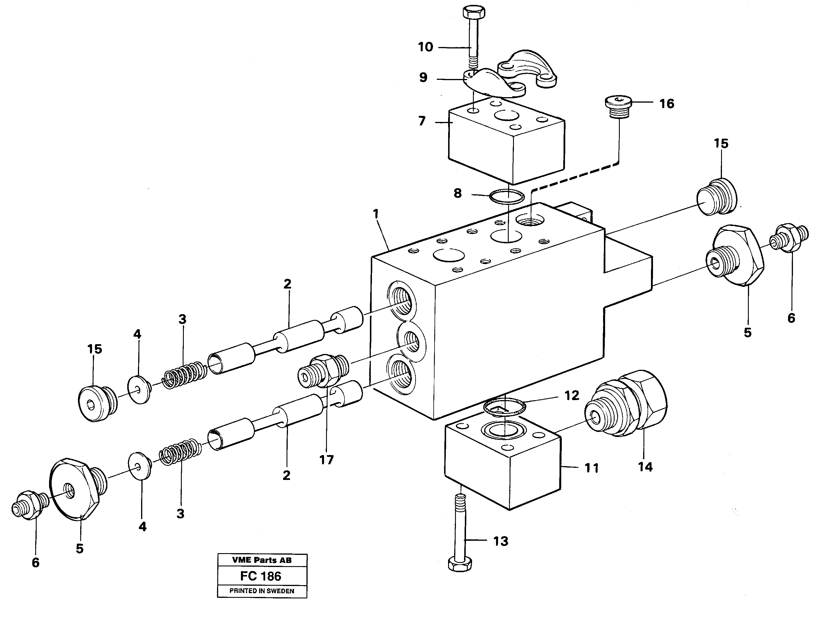 Operating valve, hammer/shears — volvo parts diagram