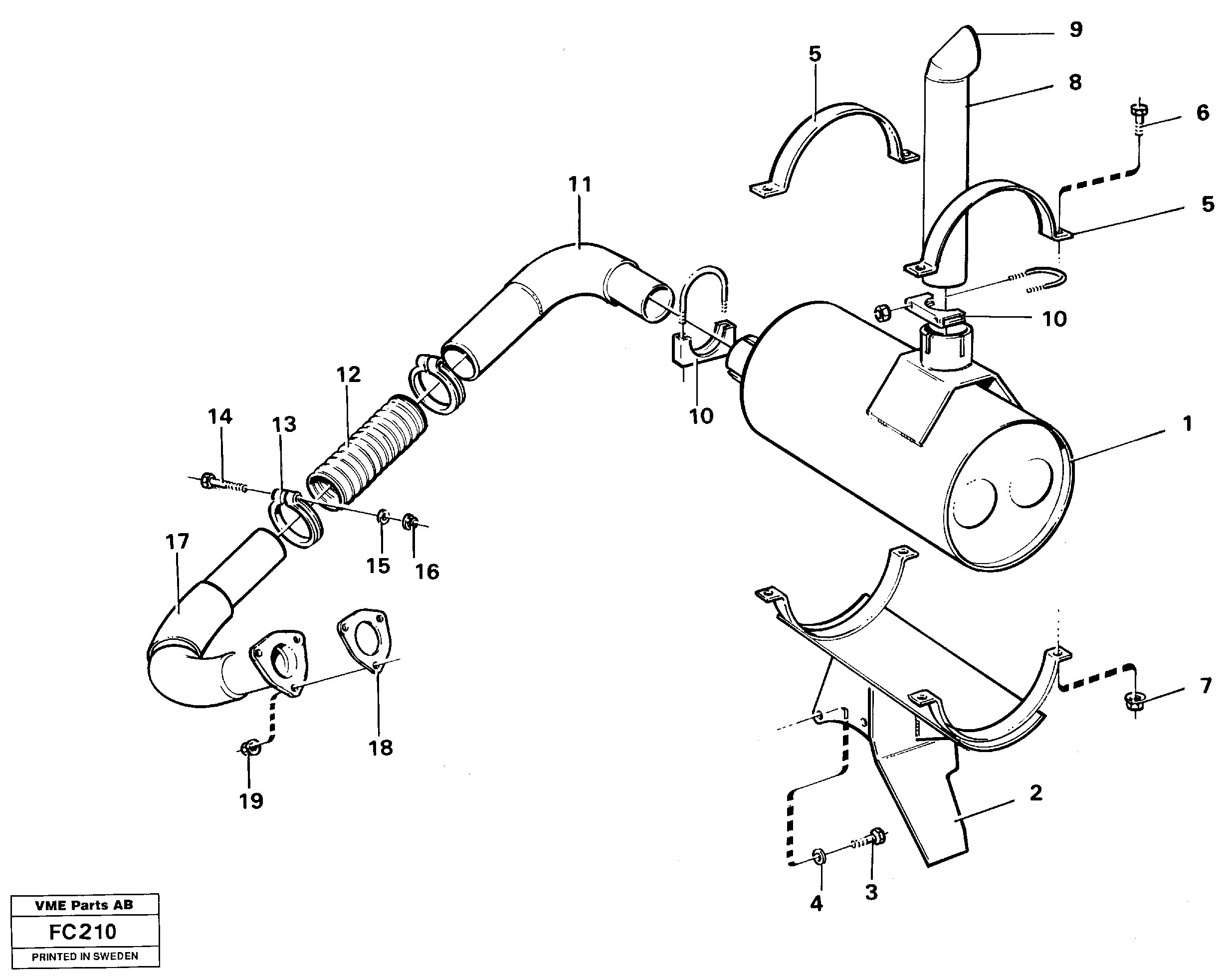 Exhaust system — volvo parts diagram