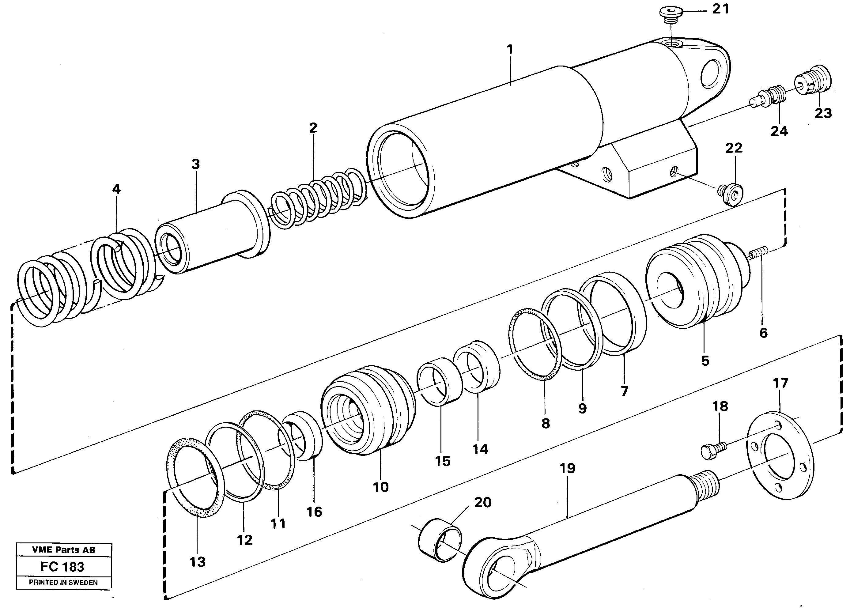 Hydraulic cylinder, quick attachment  14262415 — volvo parts diagram