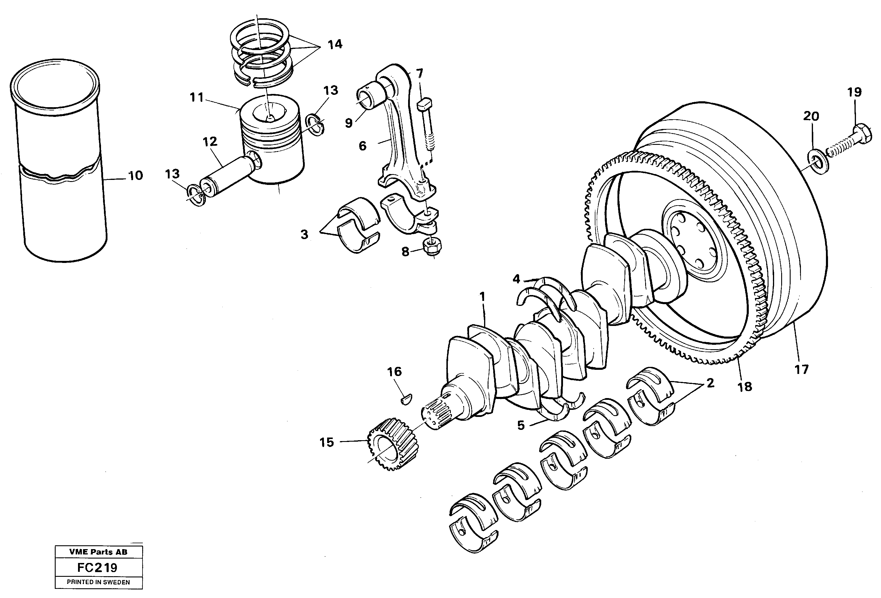 Crankshaft and related parts — volvo parts diagram