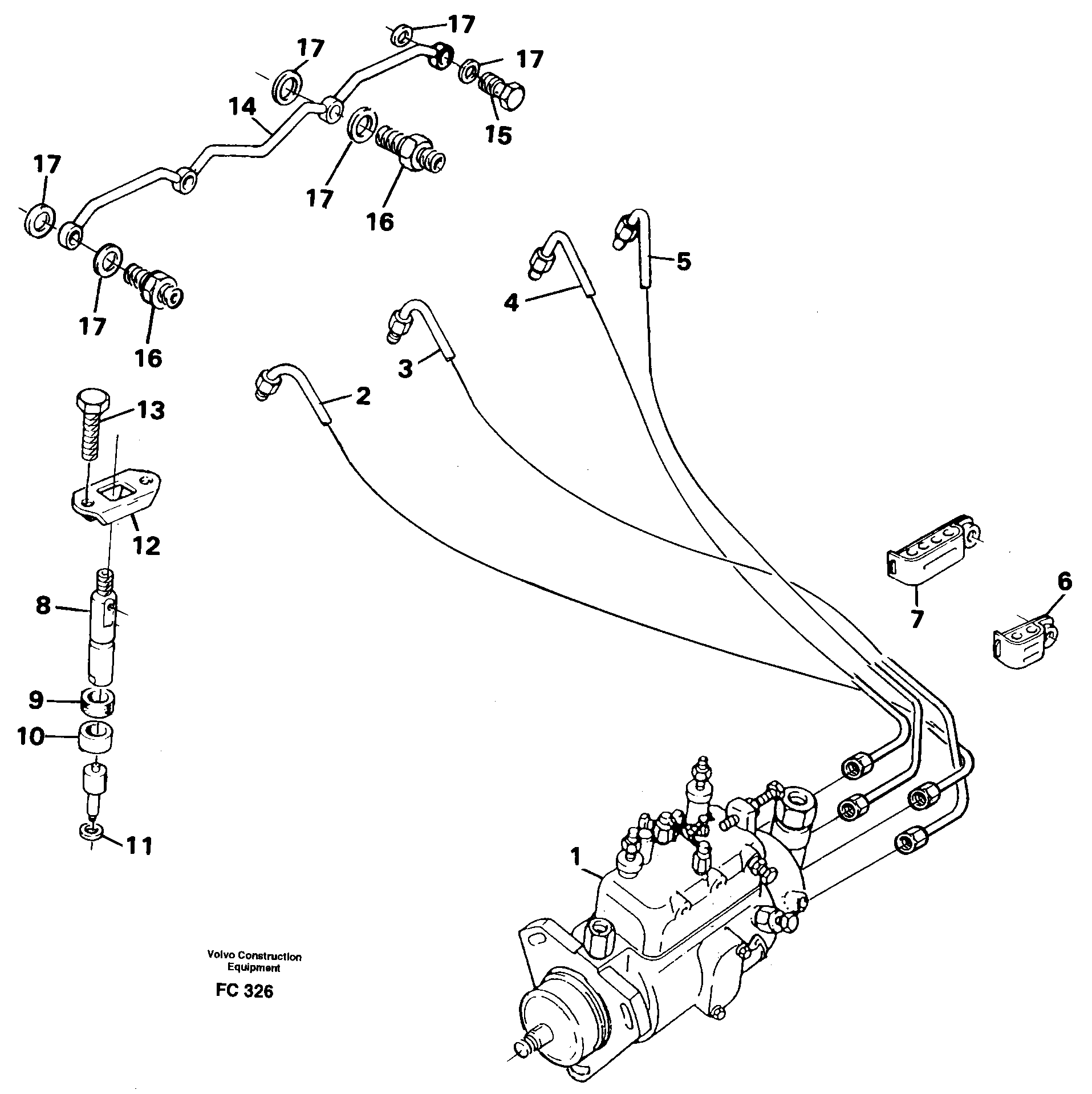 Fuel lines, injectors — volvo parts diagram