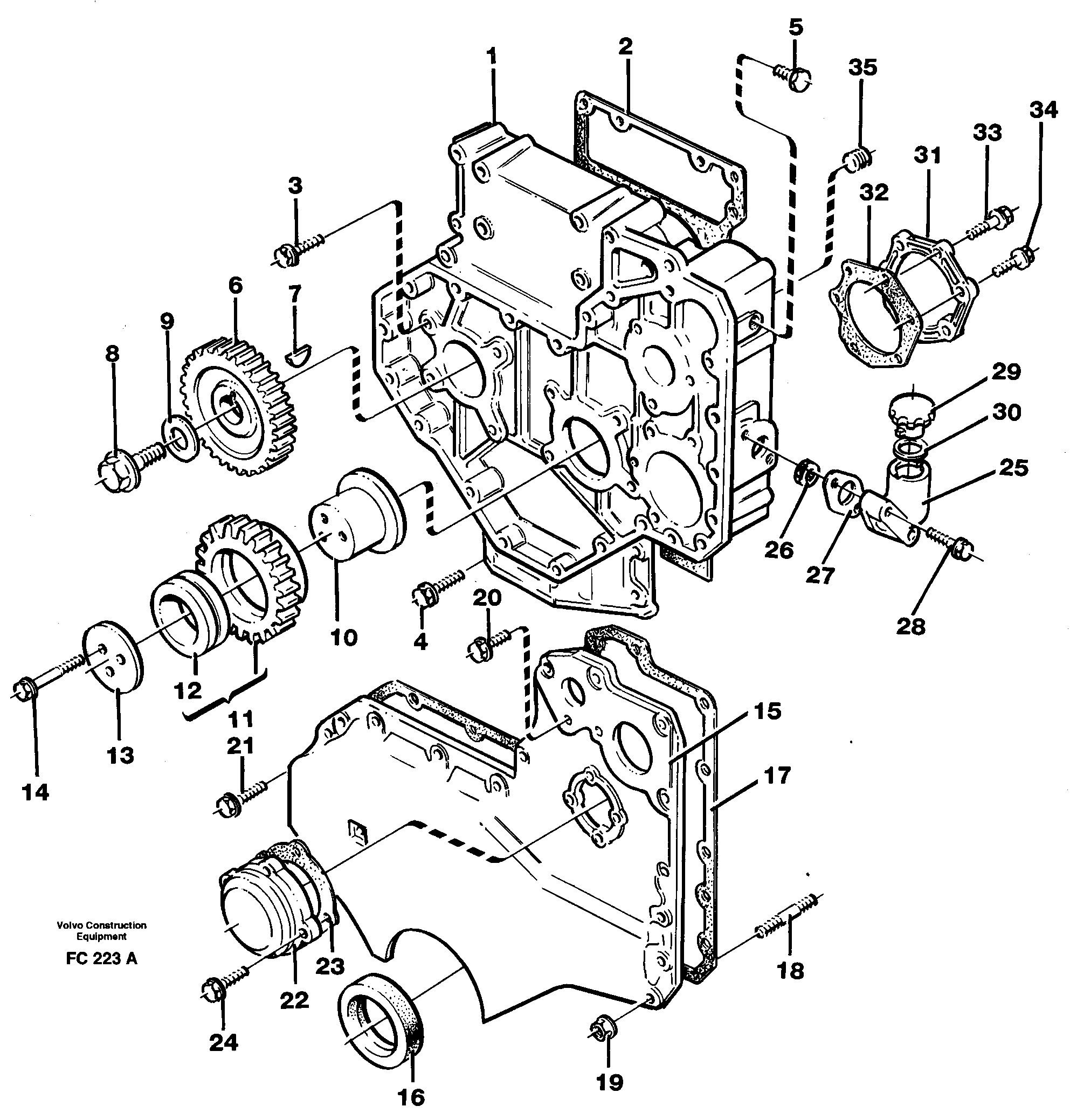 Timing gear casing — volvo parts diagram