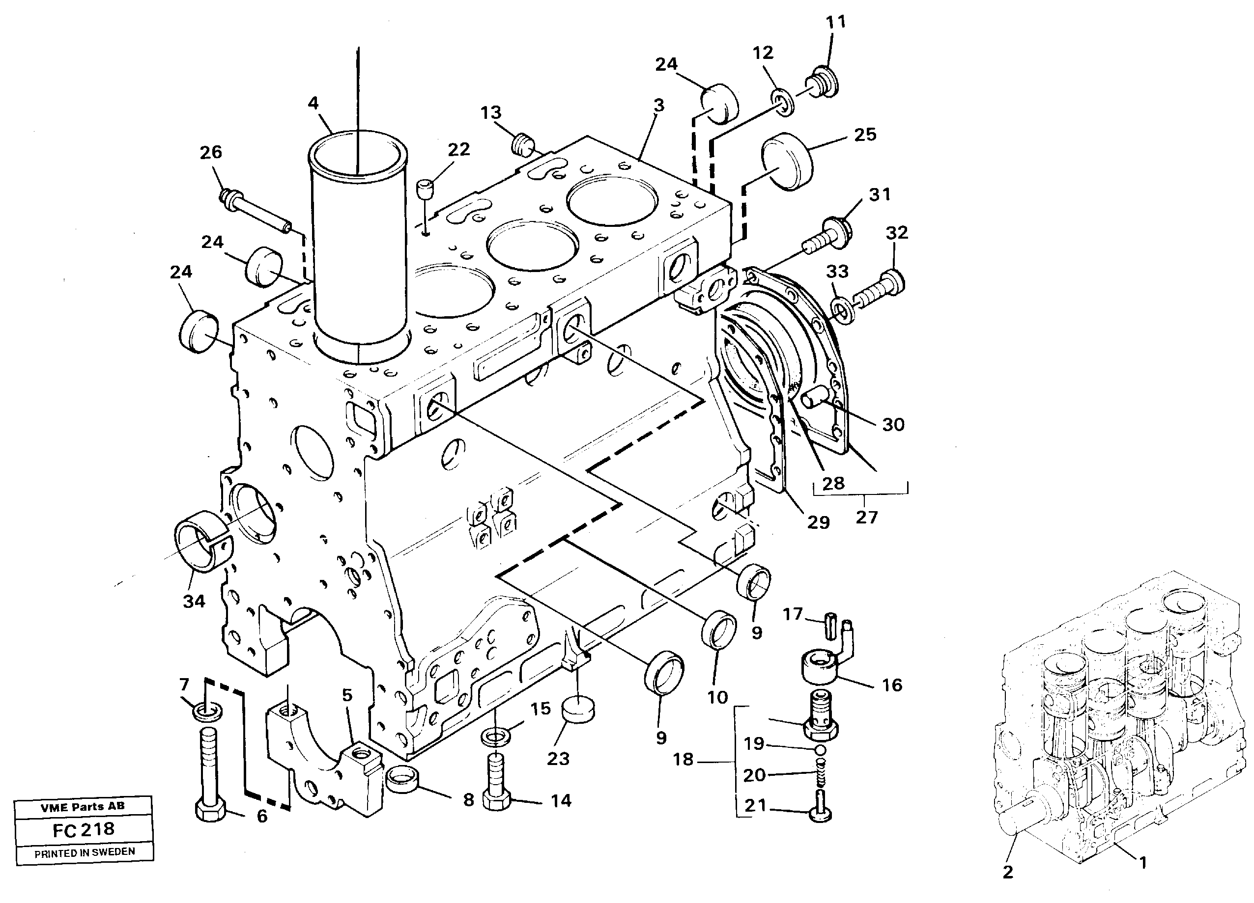 Cylinder block — volvo parts diagram