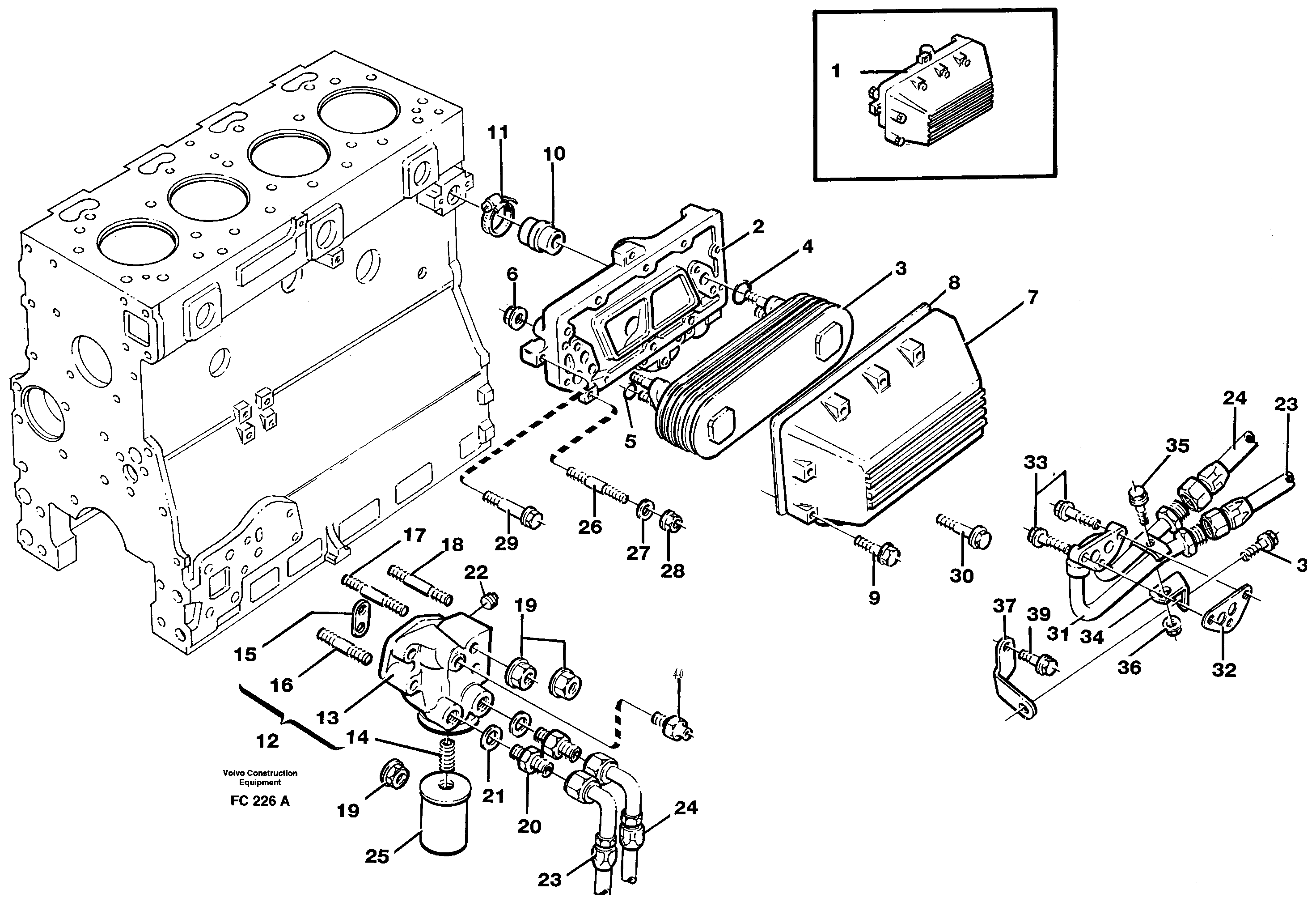 Oil cooler — volvo parts diagram