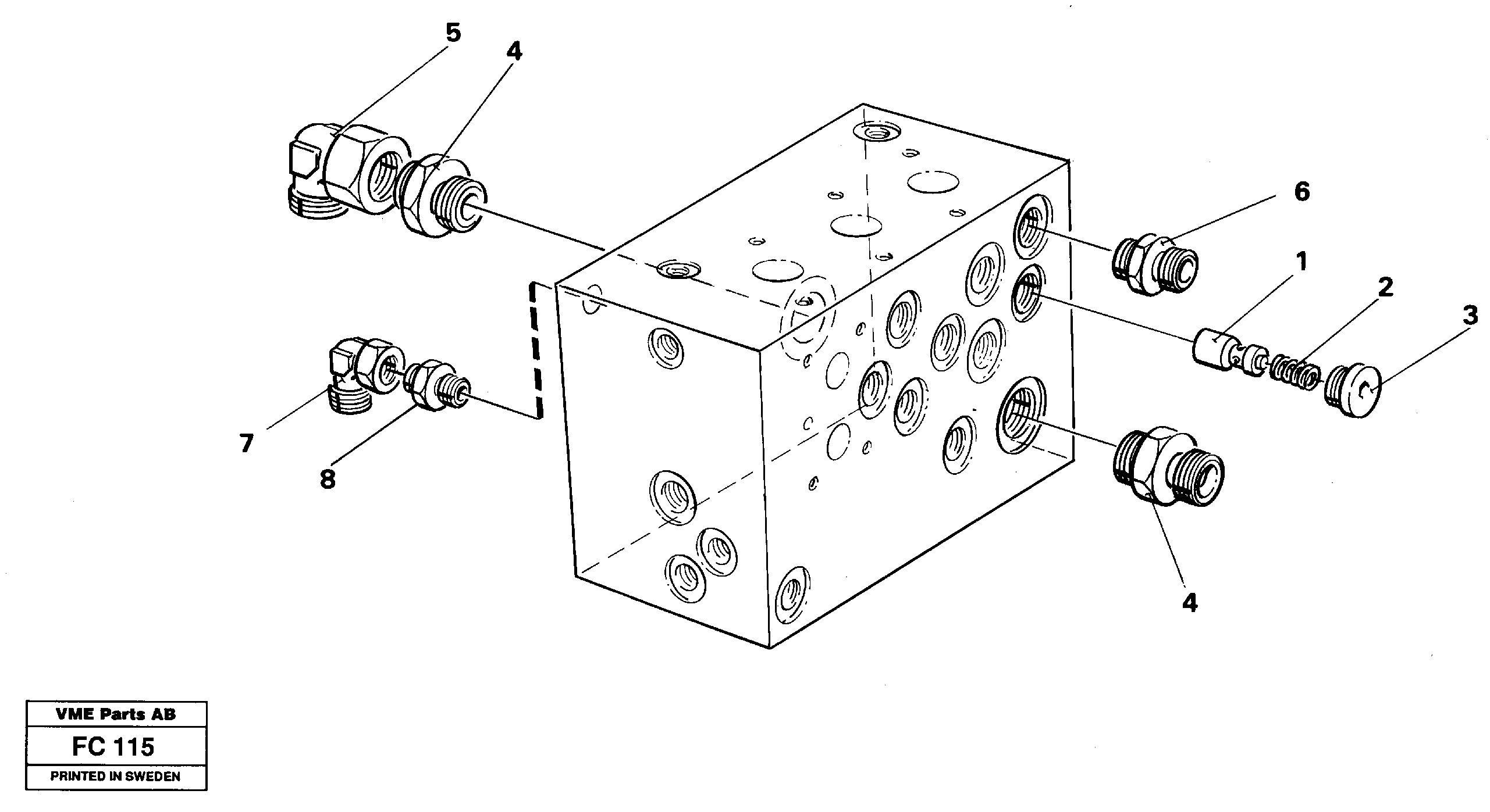 Slew valve block, fittings — volvo parts diagram