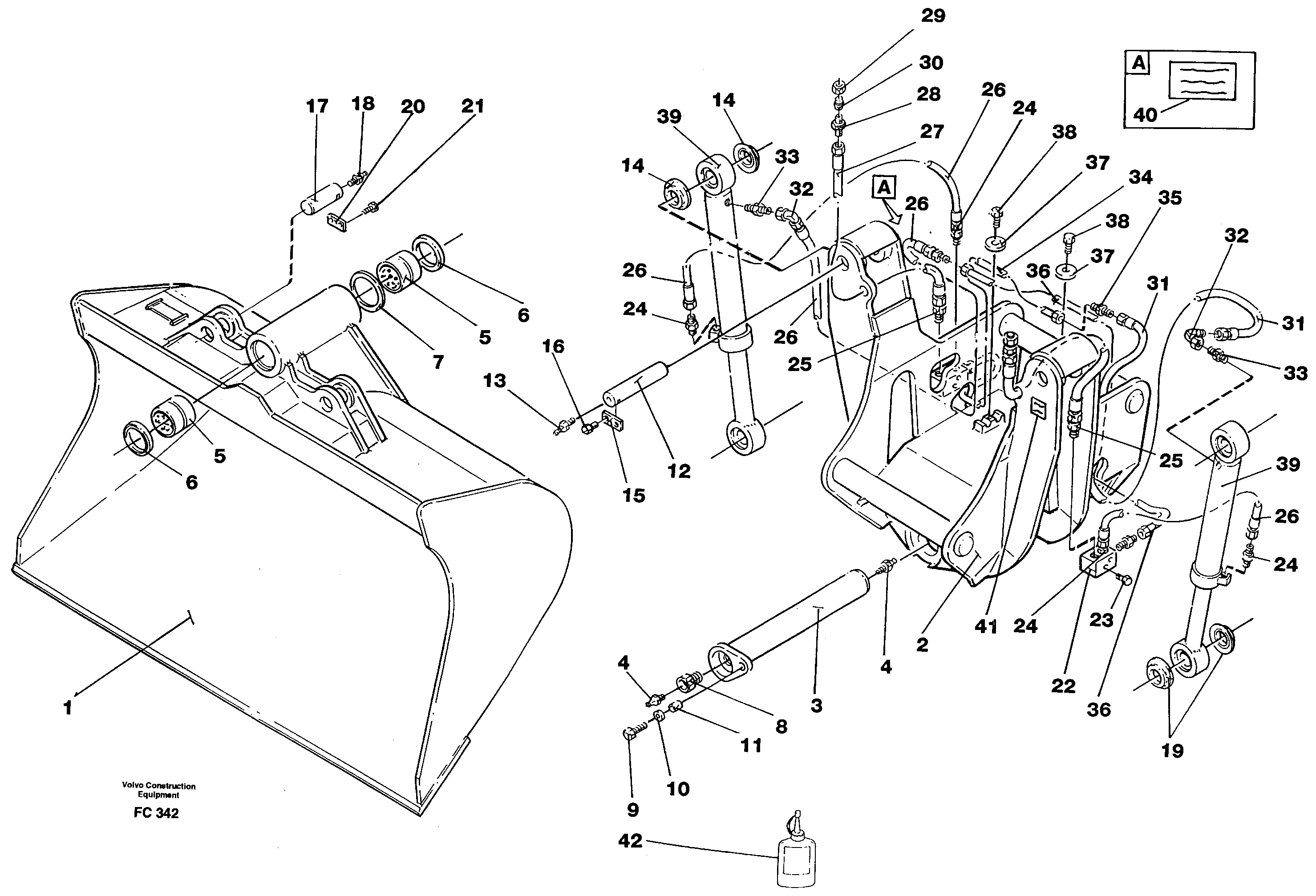 Articulated slope bucket  14265051,SER NO 84- — volvo parts diagram