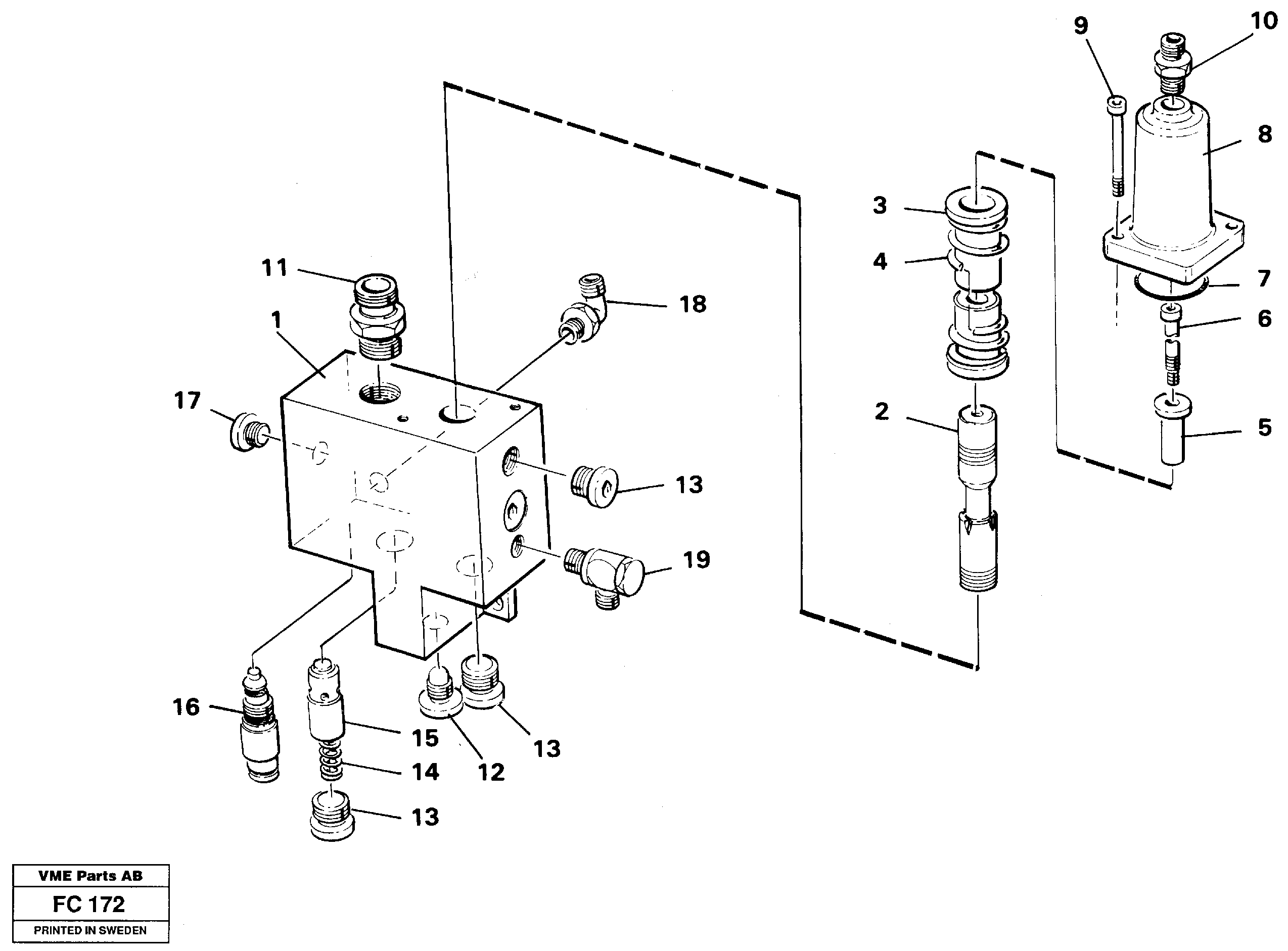 Hose rupture valve, adjustable boom cylinder — volvo parts diagram