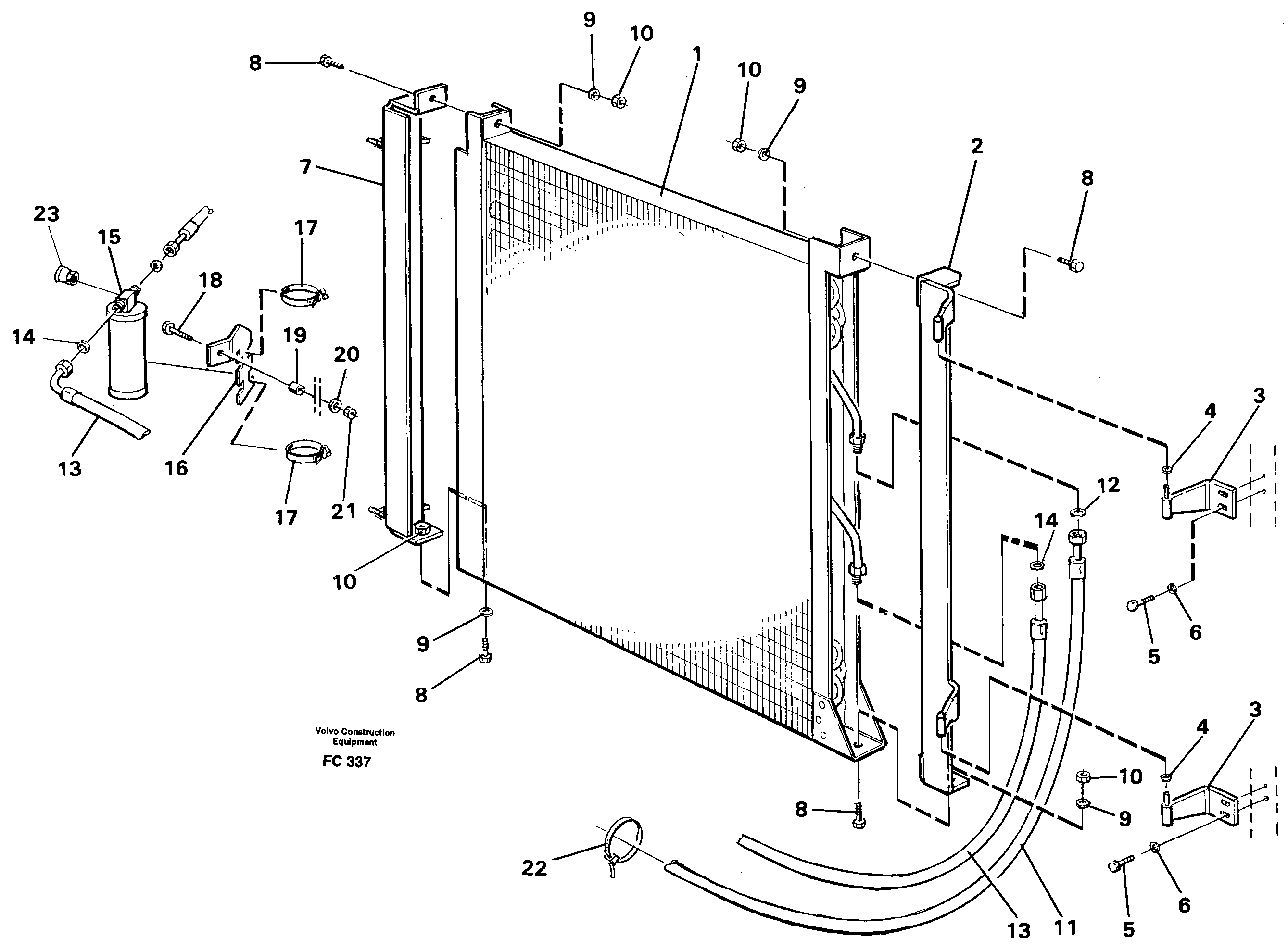 Condensor with fitting parts cooling agent R12  14259329 SER NO -16 — volvo parts diagram