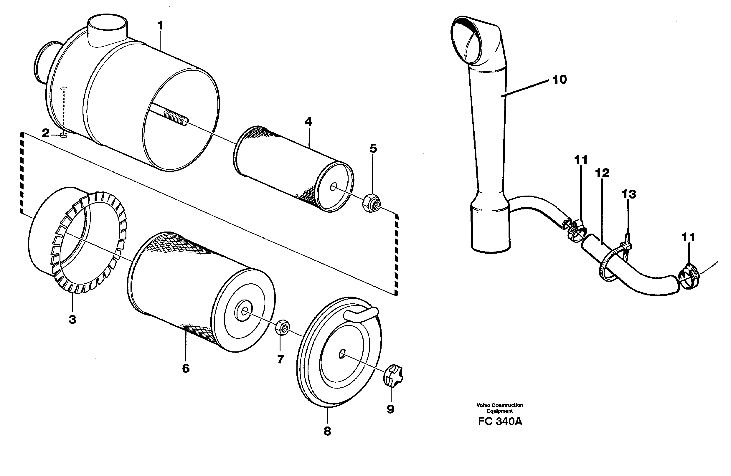 Precyclone with ejector  14261260 — volvo parts diagram