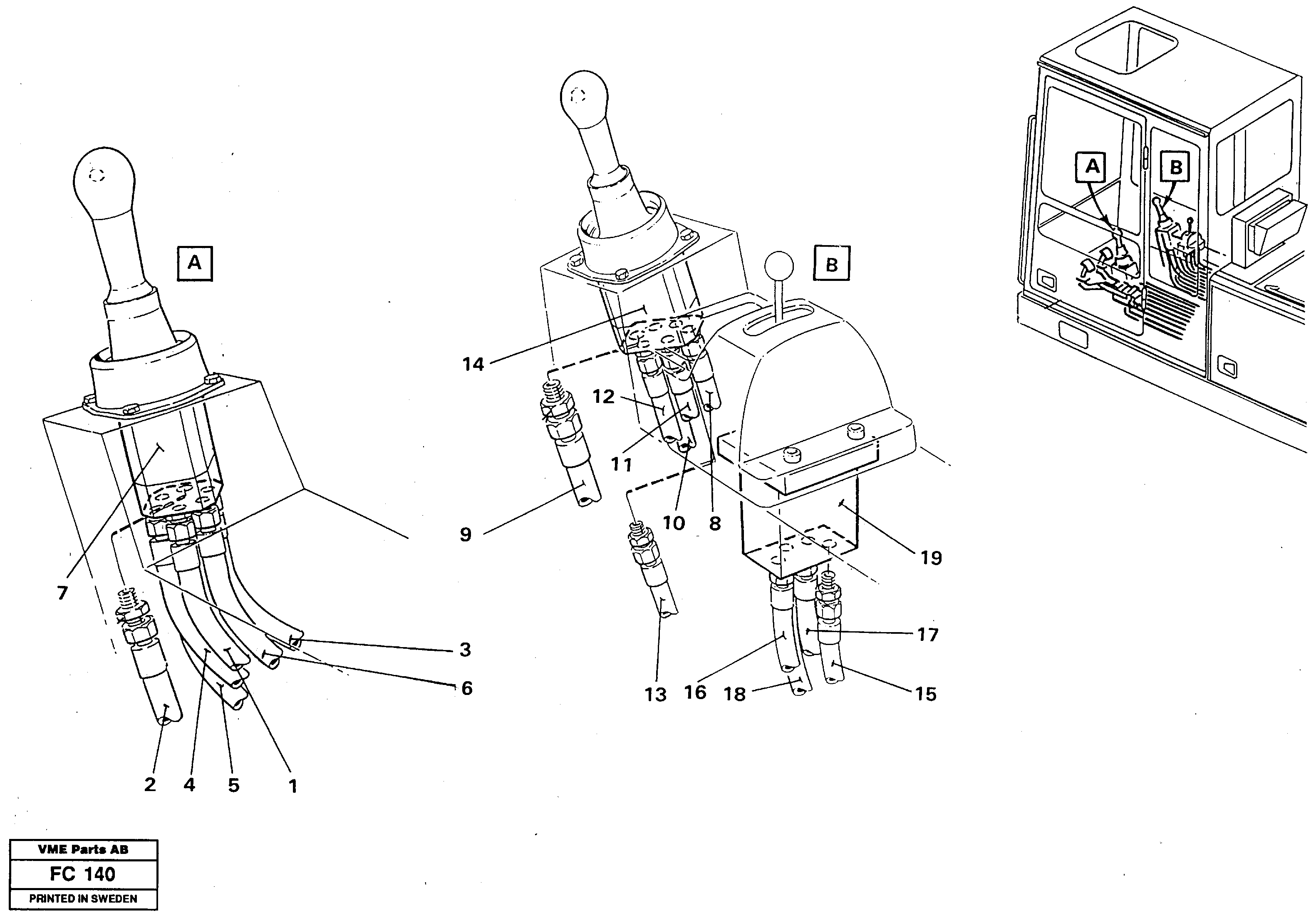 Joy stick, left and right — volvo parts diagram