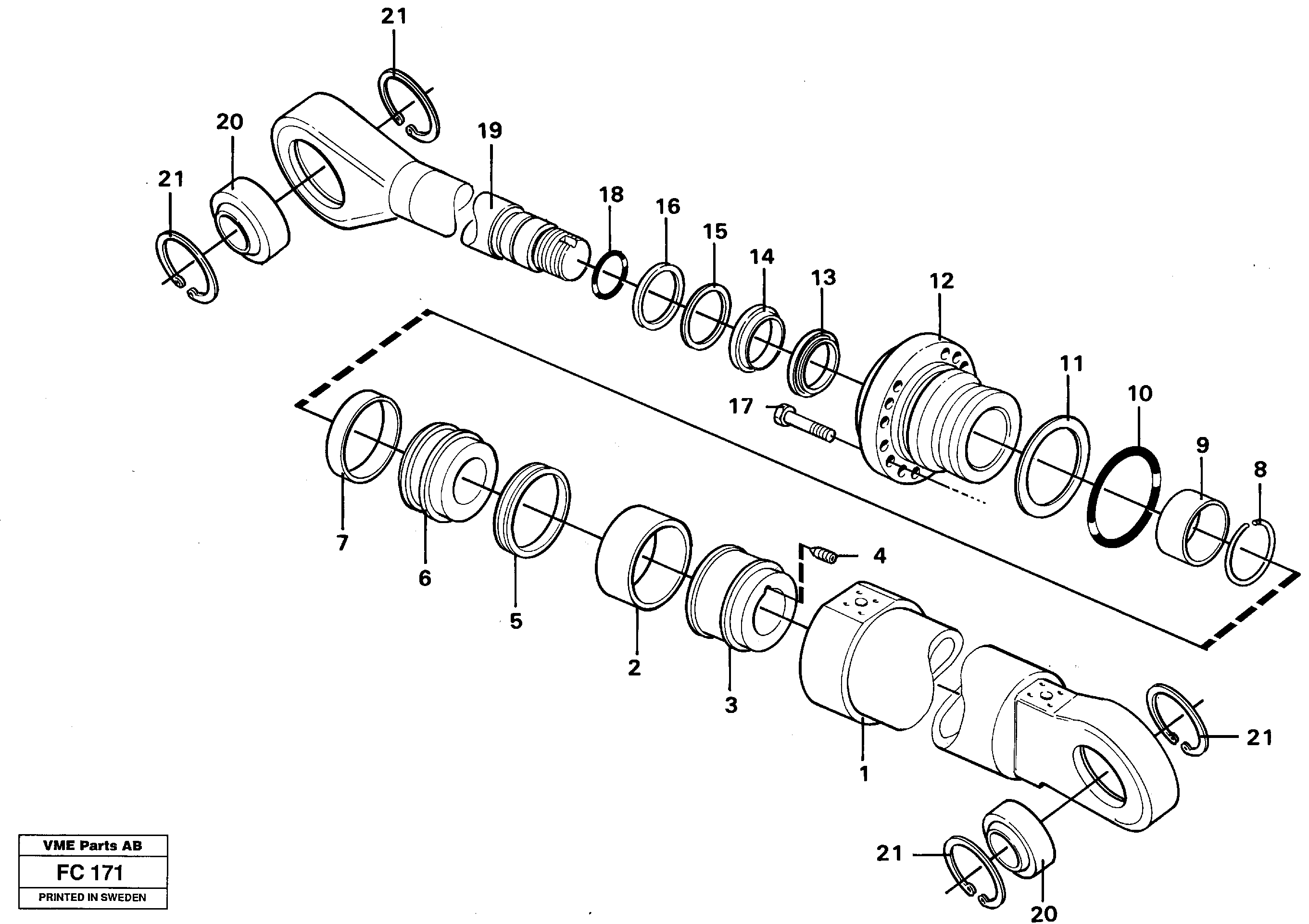 Hydraulic cylinder, adjustable boom — volvo parts diagram