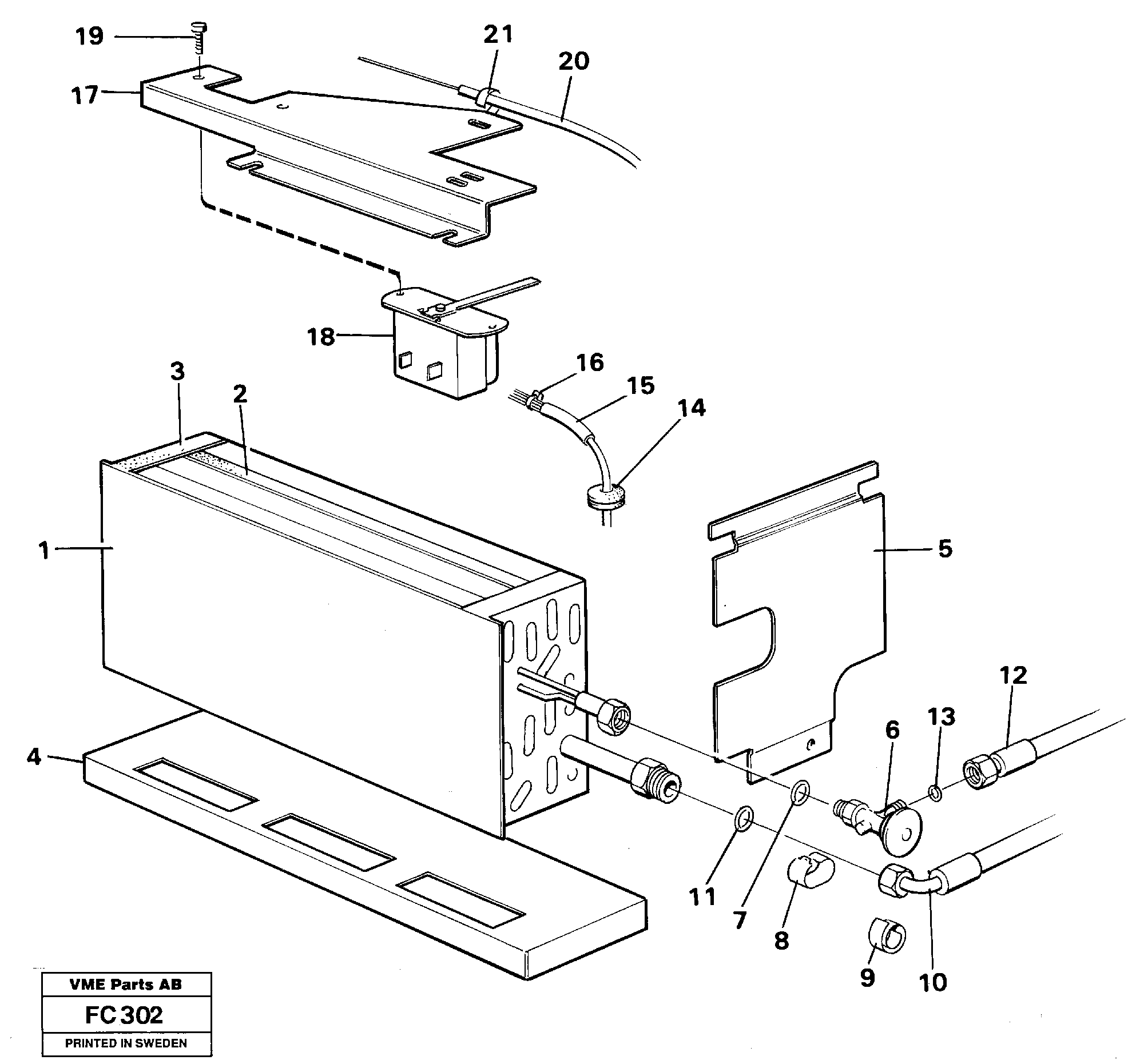 Evaporator with fitting parts cooling agent R134 A  14261038 SER NO 17- — volvo parts diagram