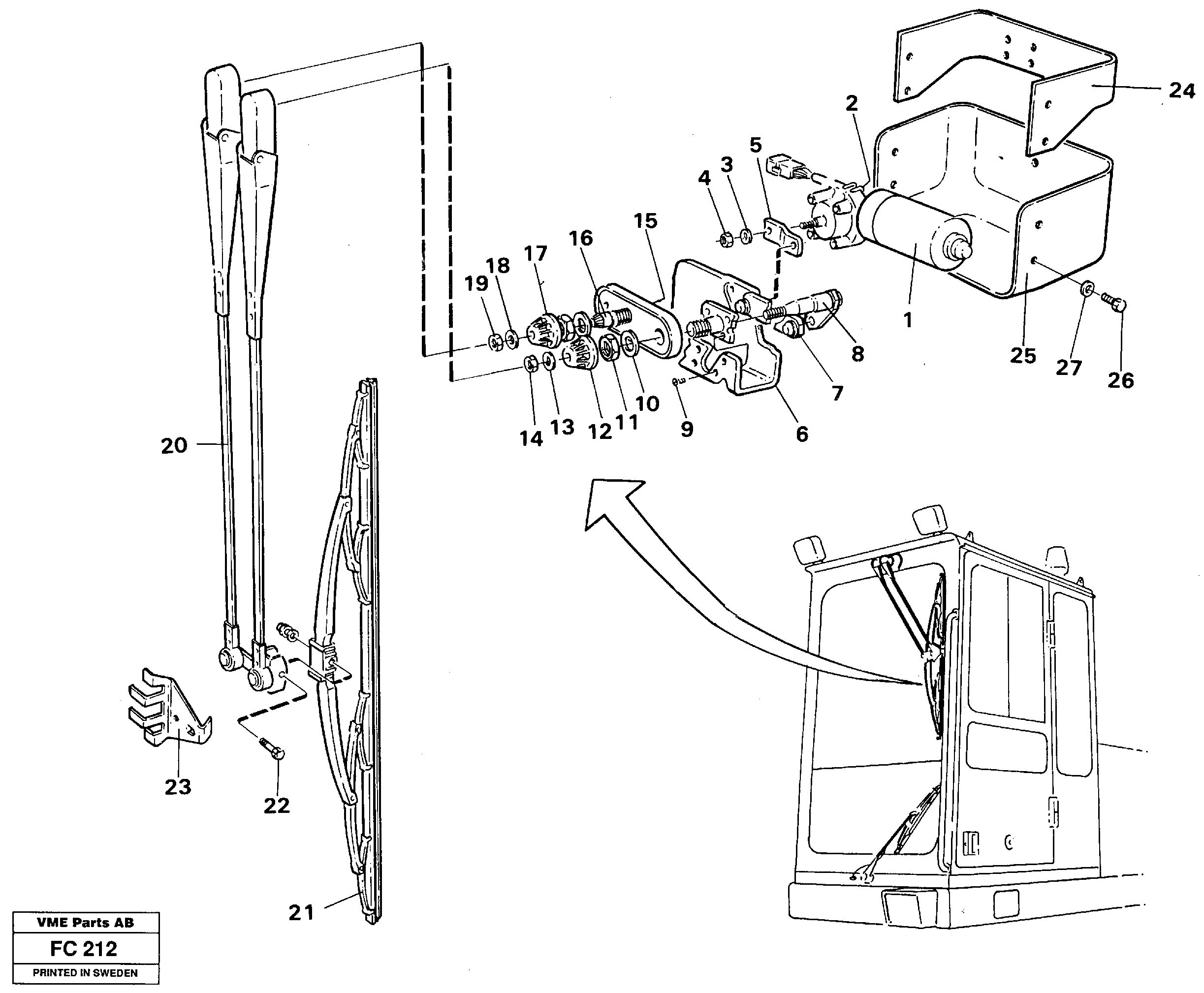 Windscreen wiper, upper — volvo parts diagram