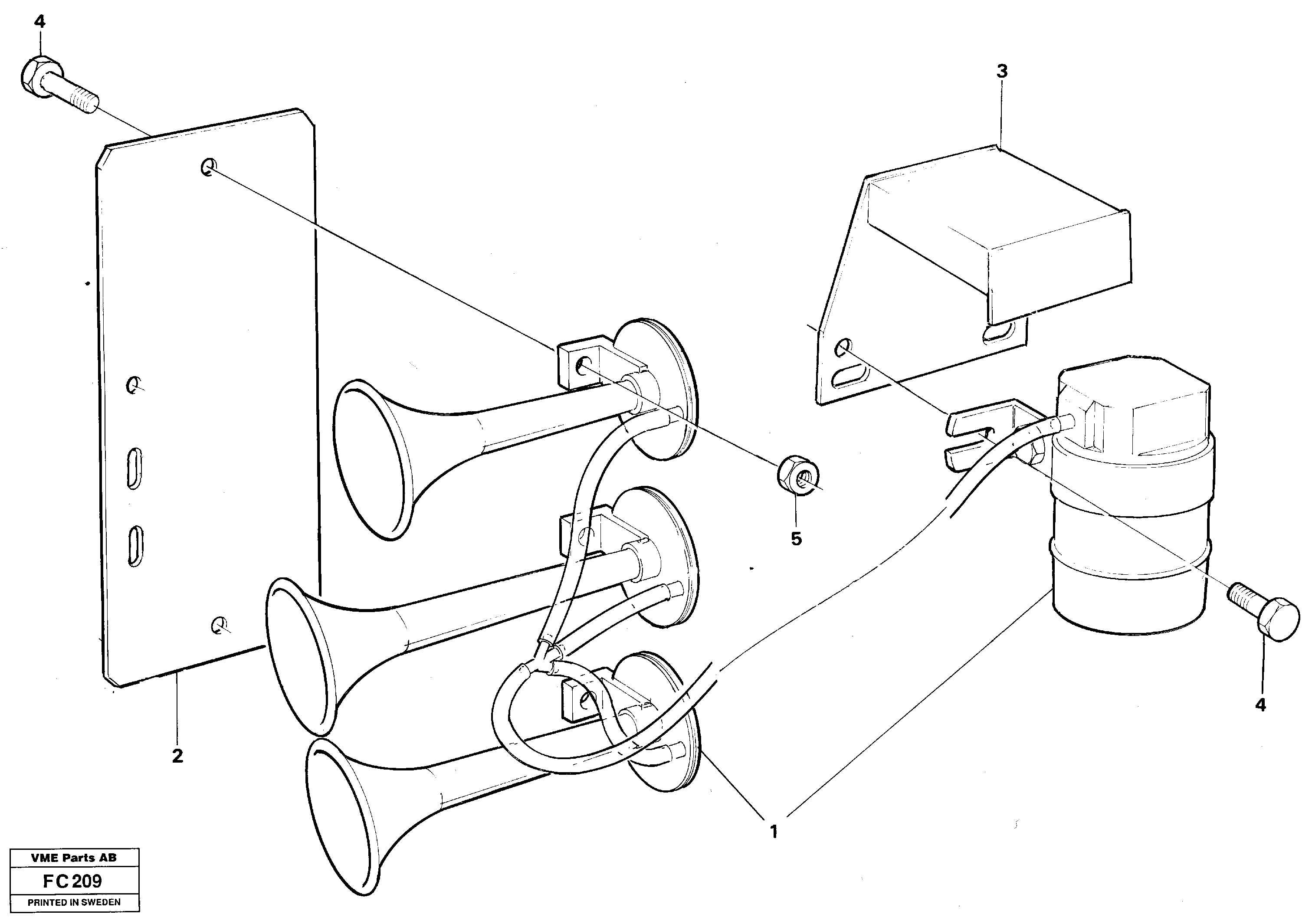 Compressor horn — volvo parts diagram