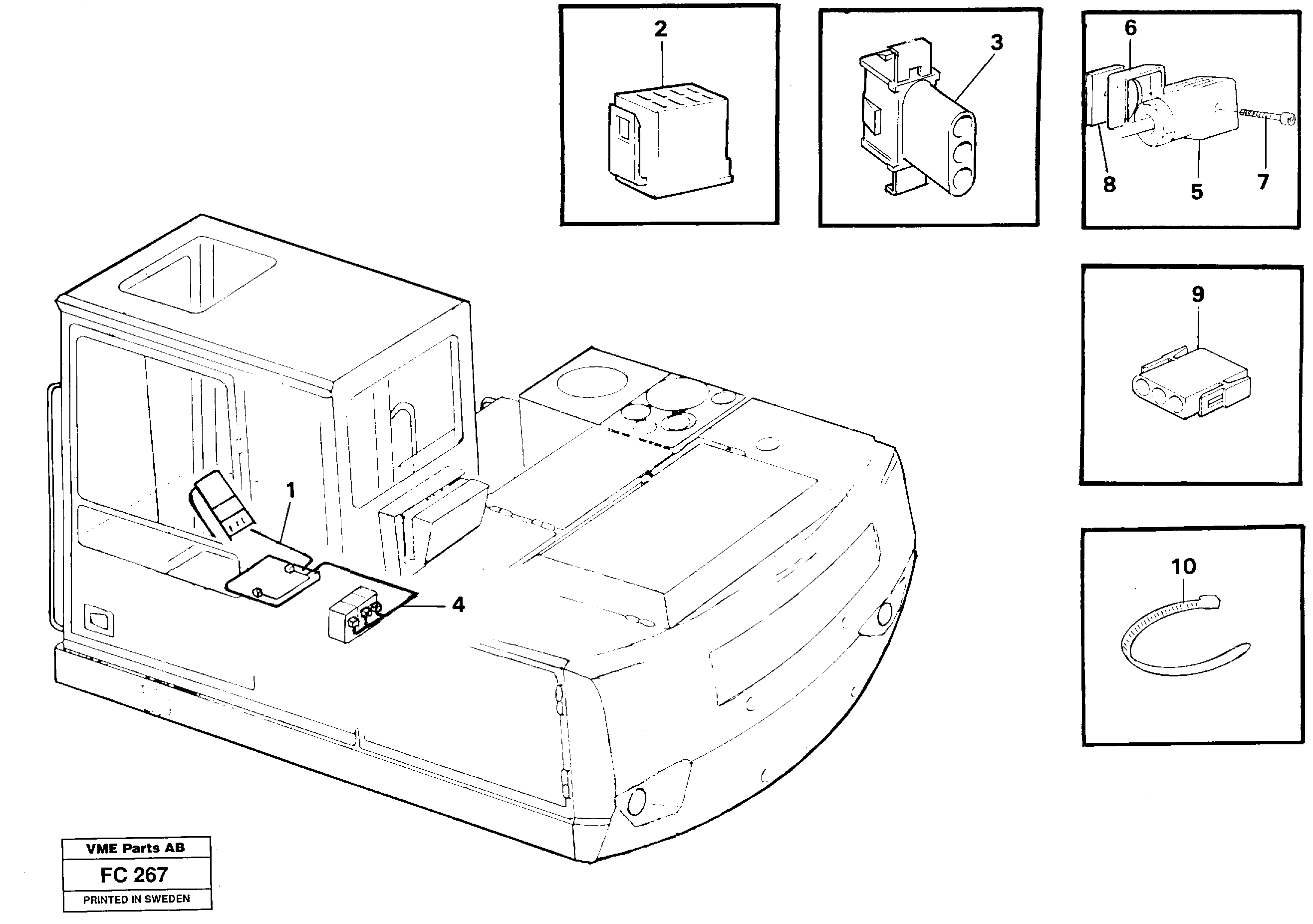 Electric installation for adjustable boom  14258386 — volvo parts diagram
