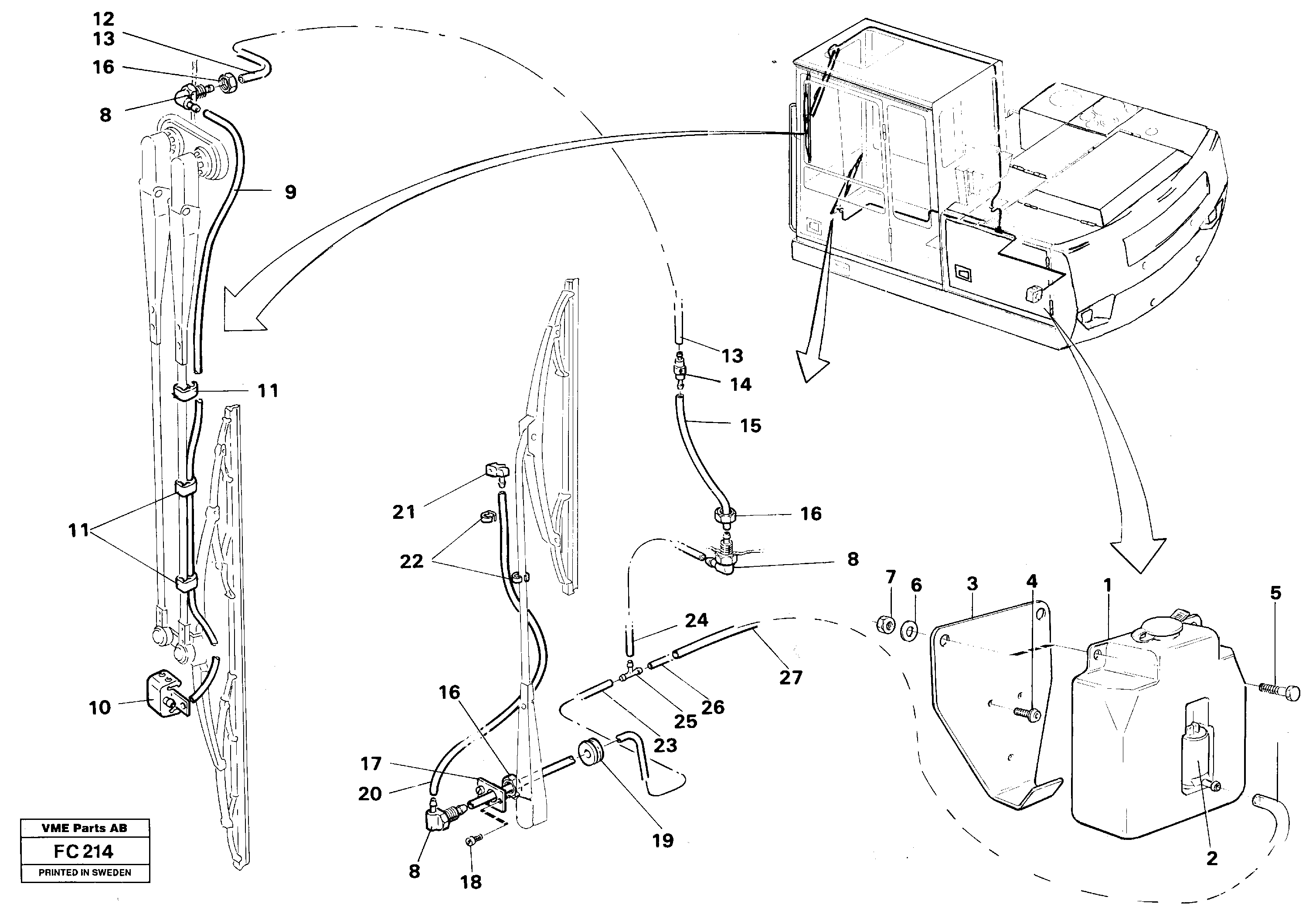 Windshield washer  14254775 — volvo parts diagram