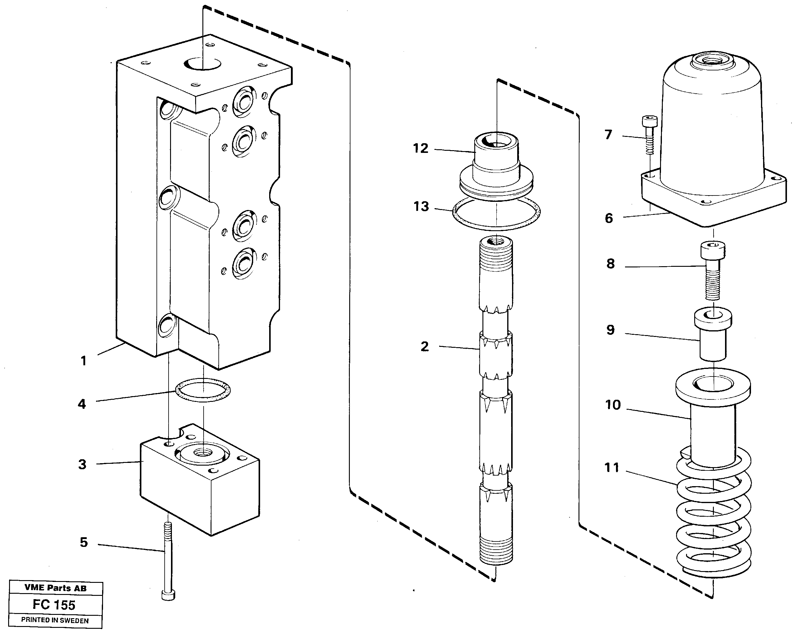 Four-way valve, slope bucket/rotating hydraulic — volvo parts diagram