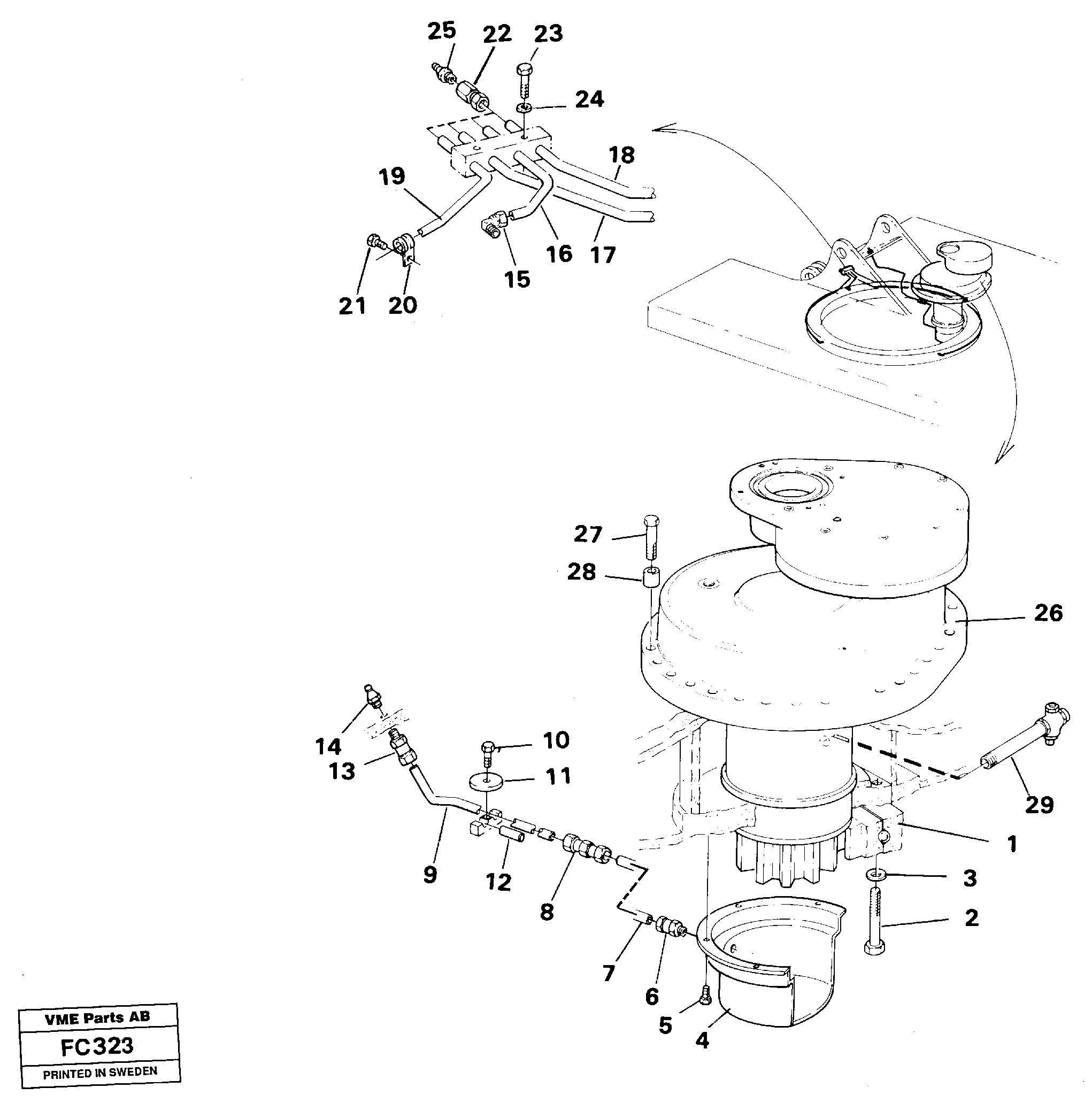 Superstructure with slew transmission — volvo parts diagram