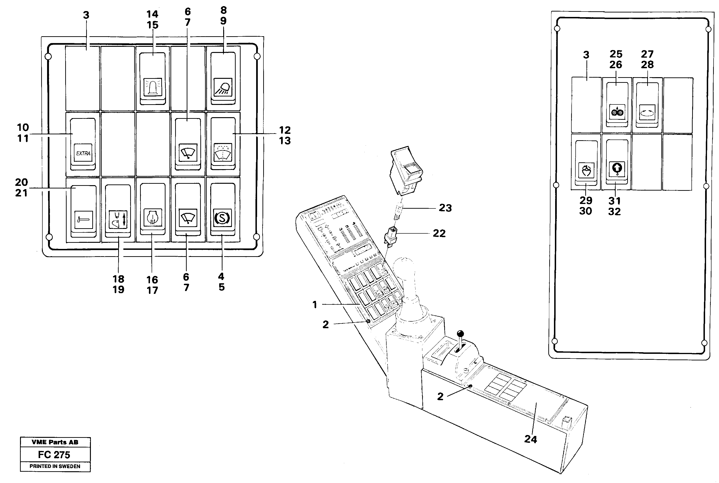 Toggle switch panel — volvo parts diagram