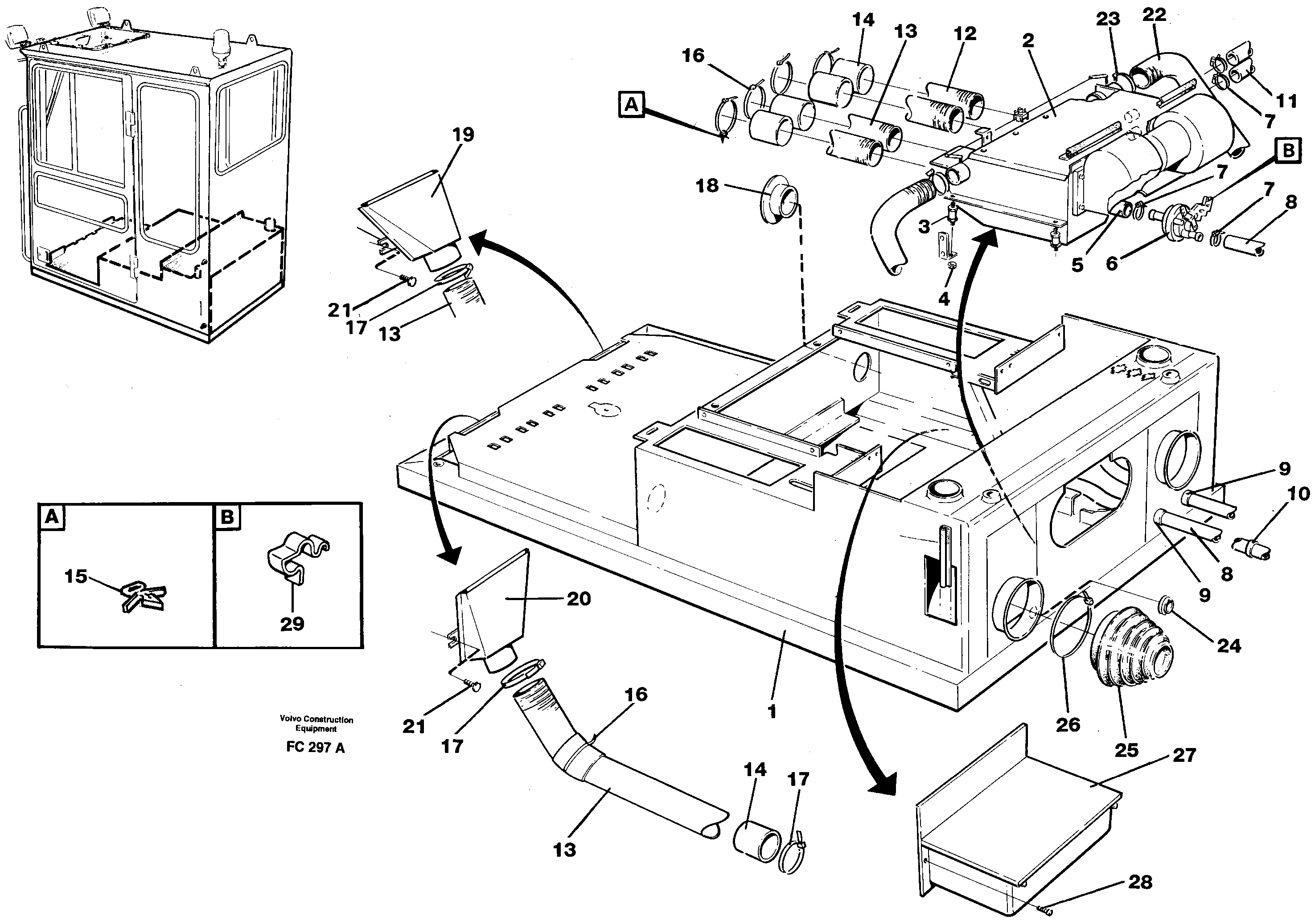 Radiator with fitting parts — volvo parts diagram