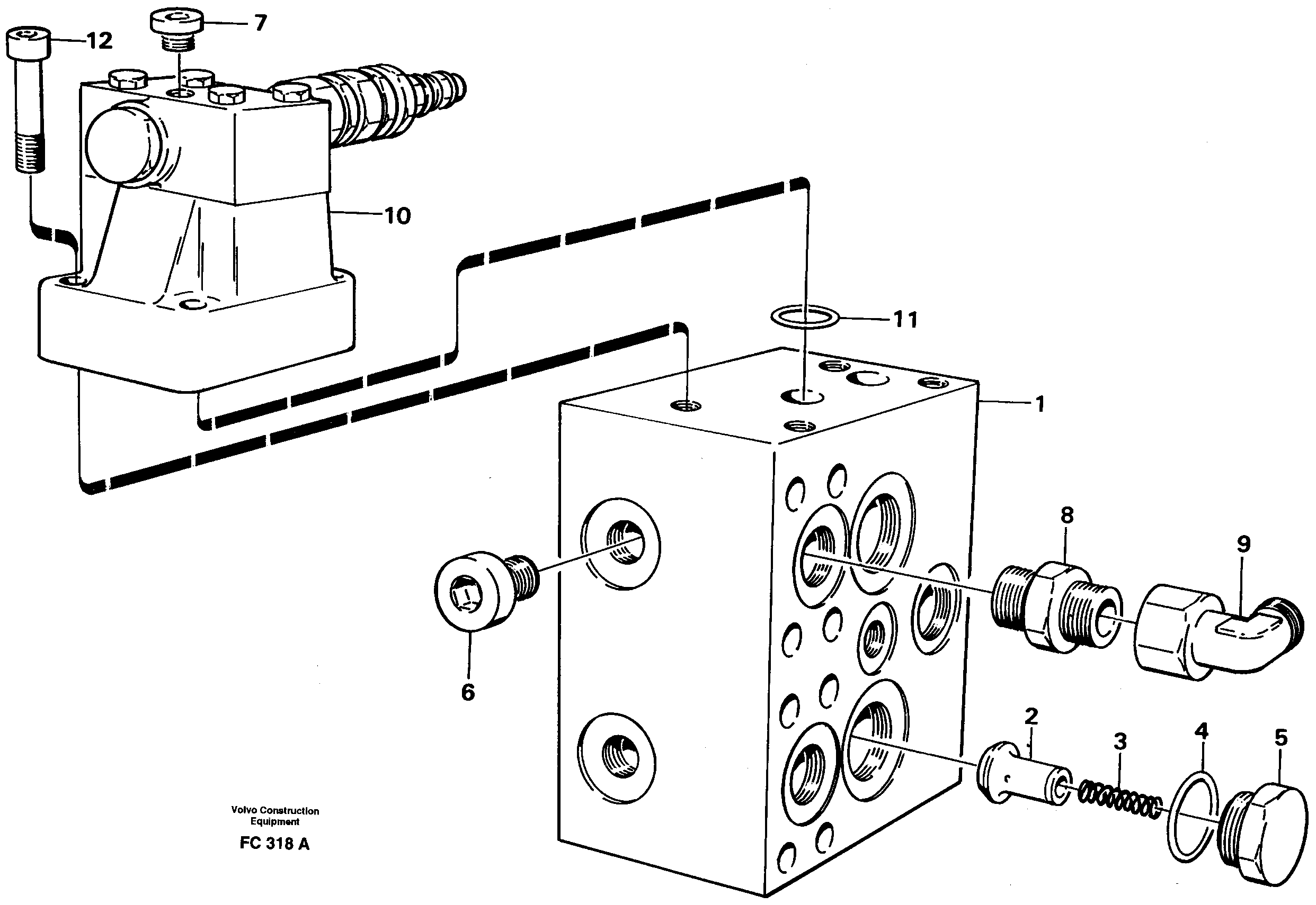 Pressure limiting valve for slew motor — volvo parts diagram