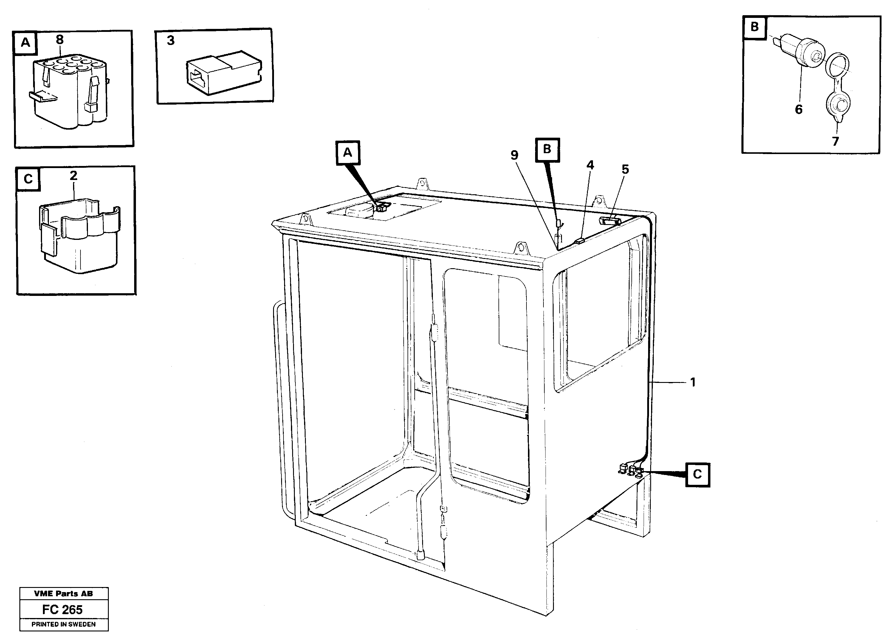 Cable harnesses, cab — volvo parts diagram