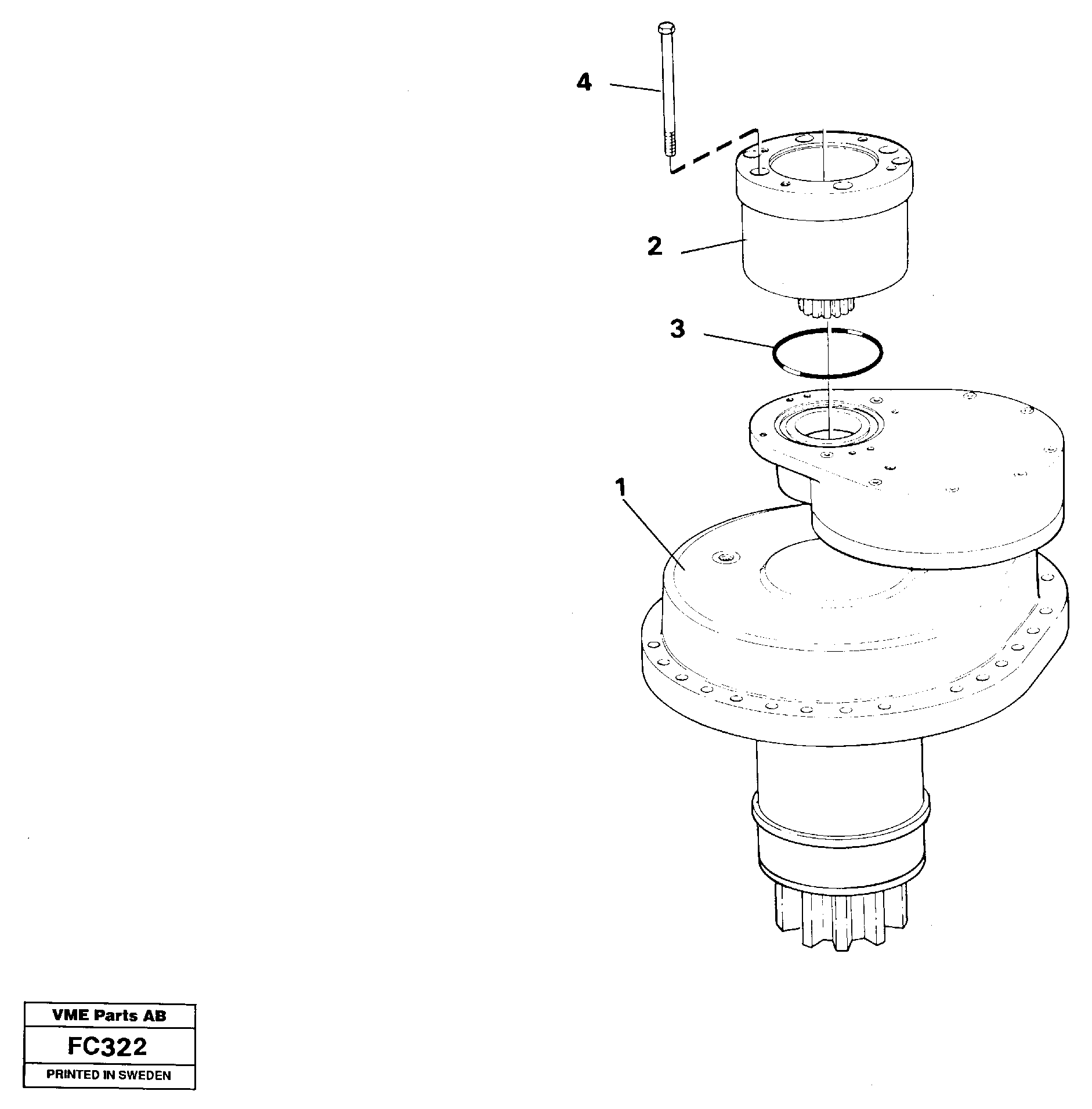 Slewing gear box with brake — volvo parts diagram