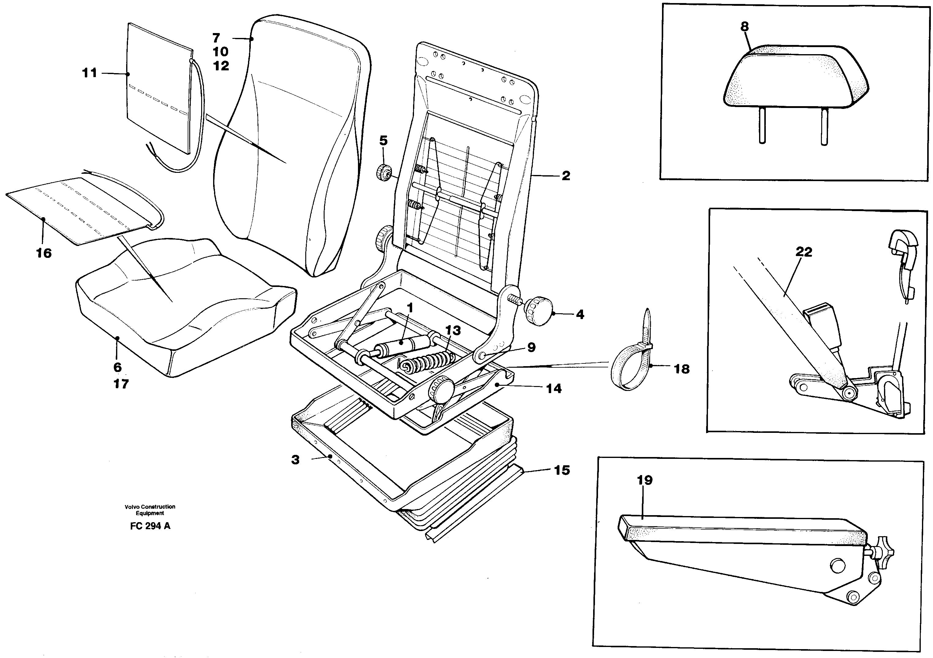 Operator's seat Be-ge  STD SER NO -70,STD SER NO 71- — volvo parts diagram