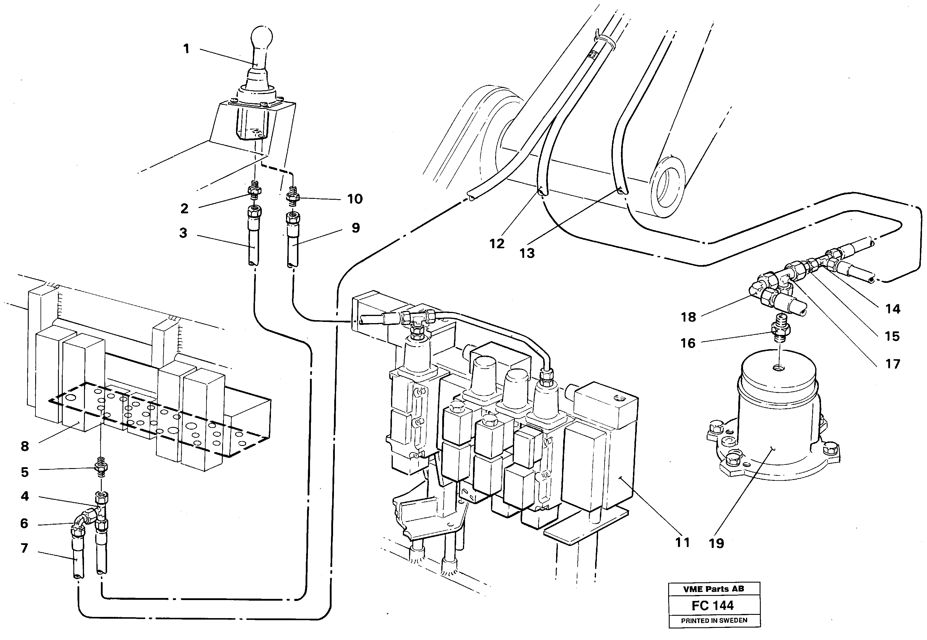 Servo hydraulics, boom — volvo parts diagram