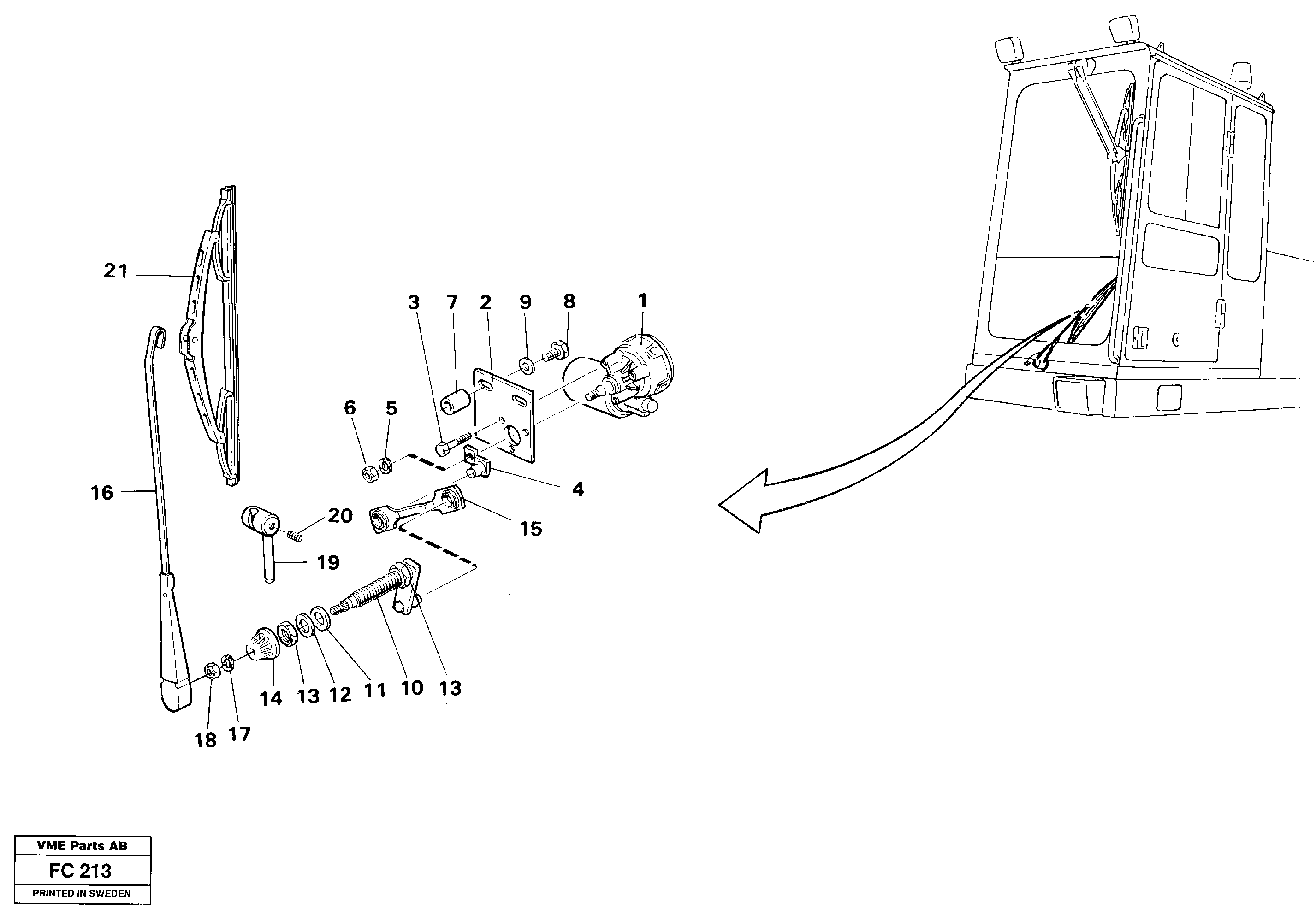 Windscreen wiper, lower — volvo parts diagram