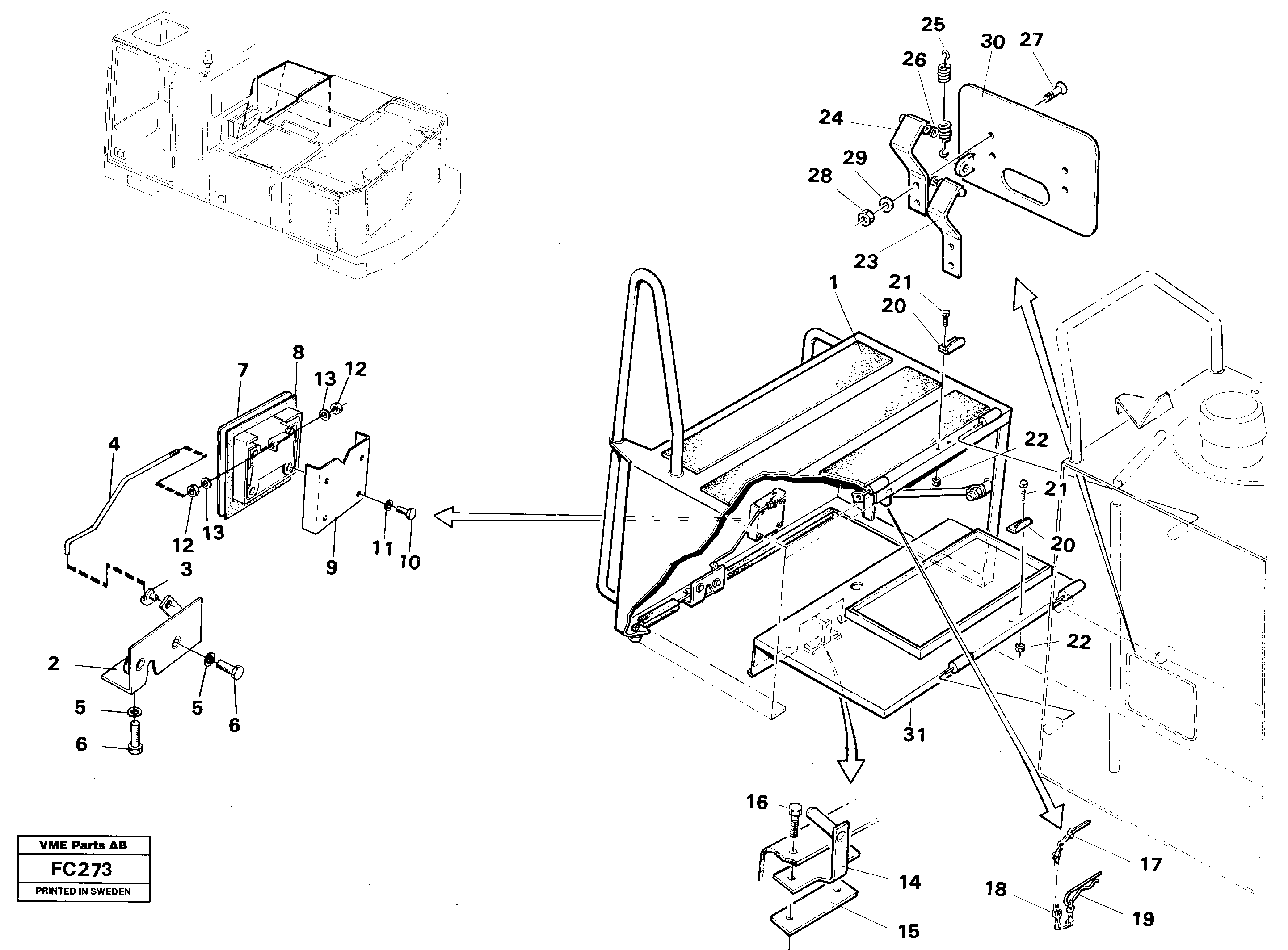 Casing over battery — volvo parts diagram