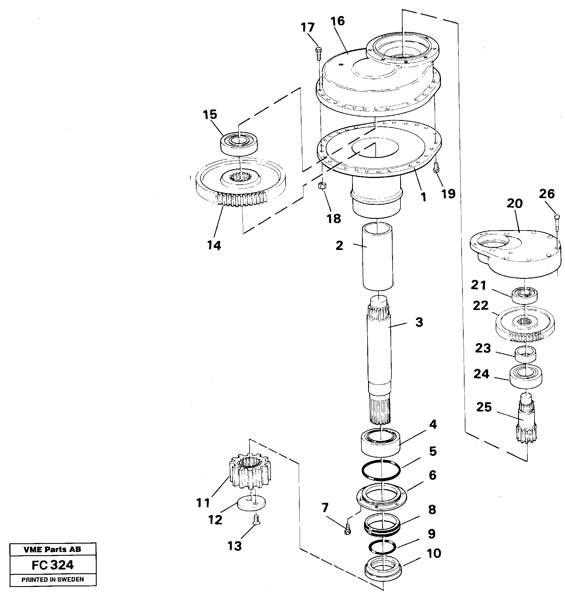 Swing gearbox — volvo parts diagram