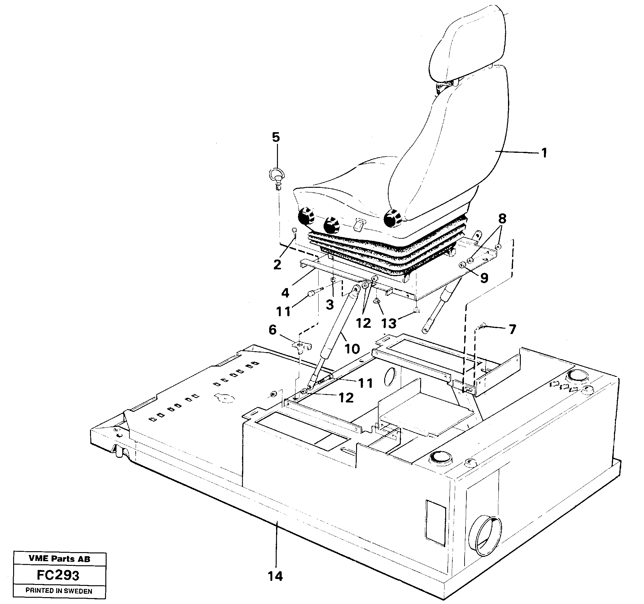 Drivers seat with fitting part — volvo parts diagram