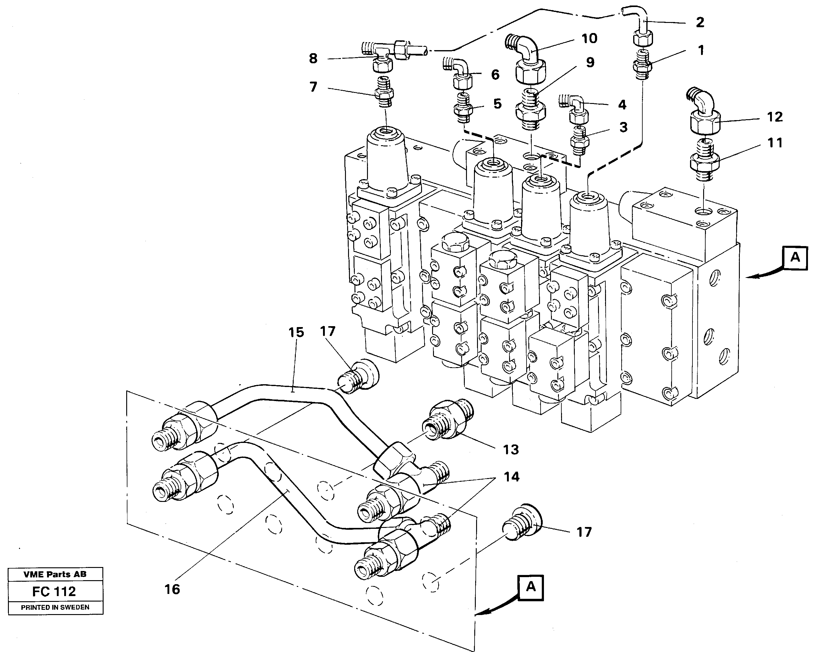 Main valve assembly tubes connections — volvo parts diagram
