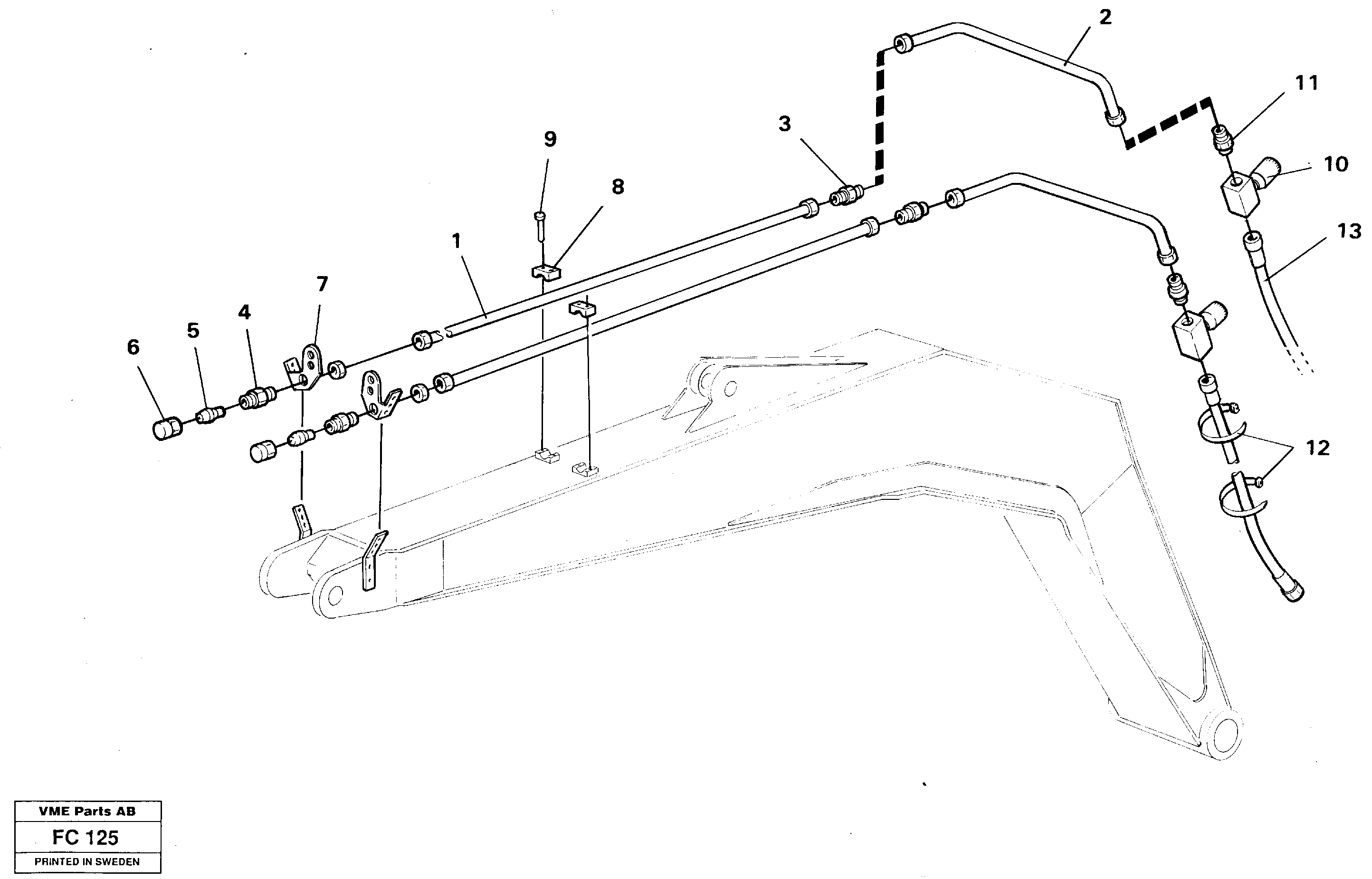 Slope/grab bucket equipment, boom  14258769 — volvo parts diagram