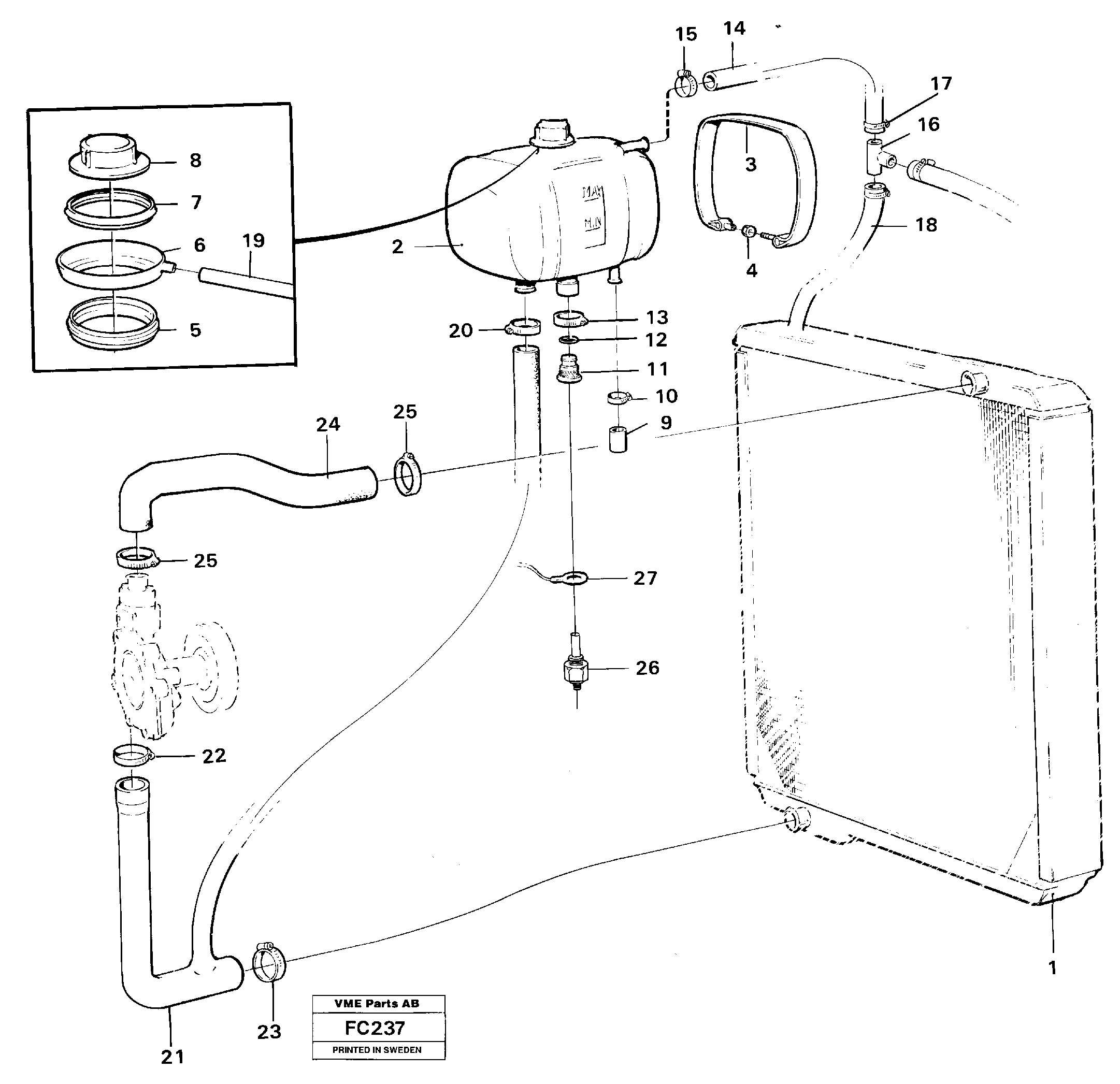 Cooling system — volvo parts diagram