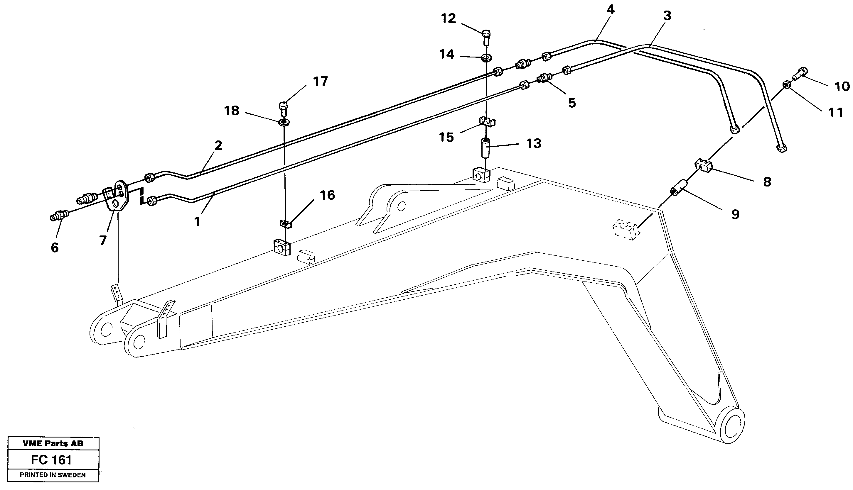Grab bucket equipment, boom 4,9m  14259586 — volvo parts diagram