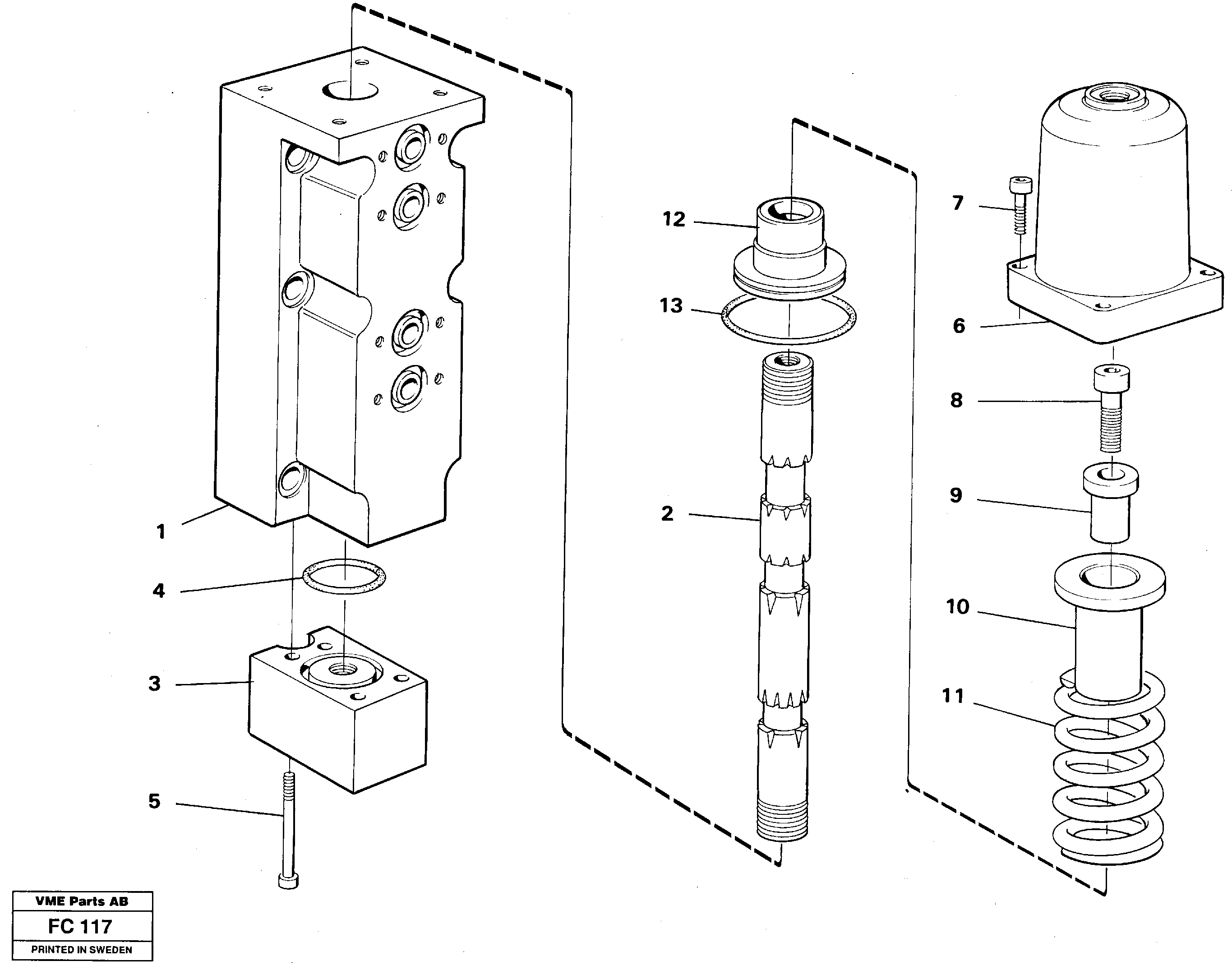 Four-way valve, dipper arm — volvo parts diagram